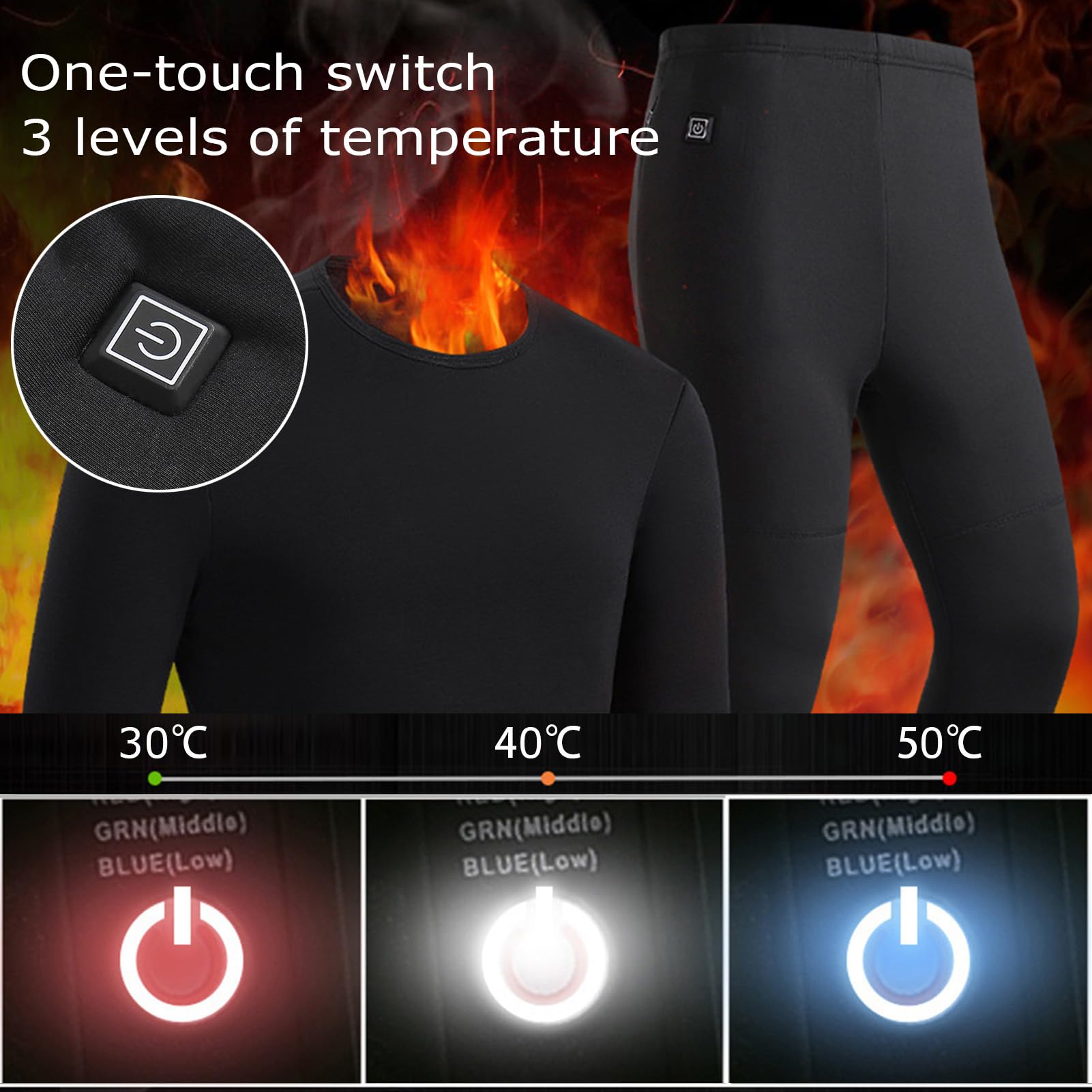Ropa Interior Térmica para Hombre Y Mujer, Conjunto De Pantalones con Batería, Capa Base Térmica para Invierno, Deportes Al Aire Libre