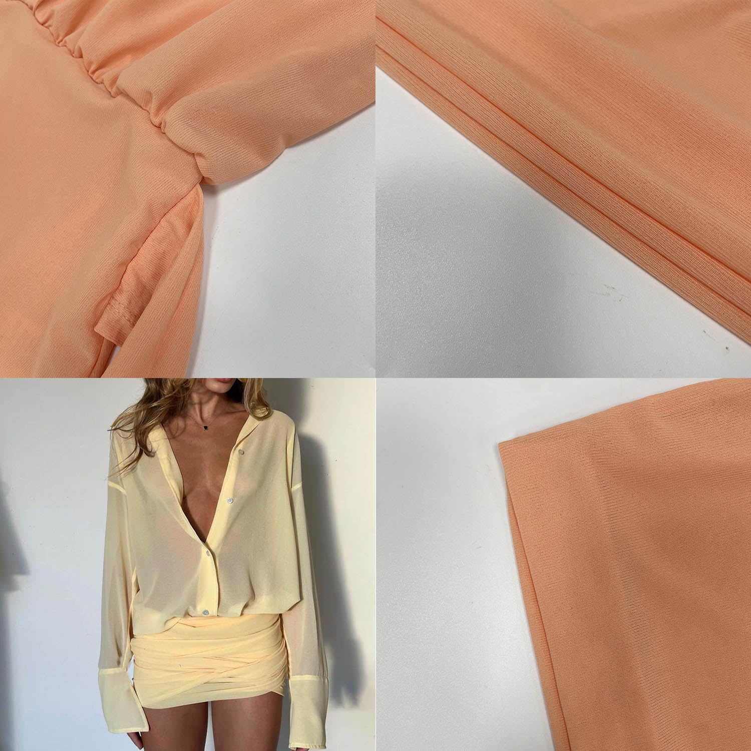 Damska przezroczysta koszula mini sukienka z długim rękawem zapinana na | Spódnica mini z wysokim stanem, marszczona, wiązana w talii, slim fit, seksowne, eleganckie stroje wyjściowe na imprezę