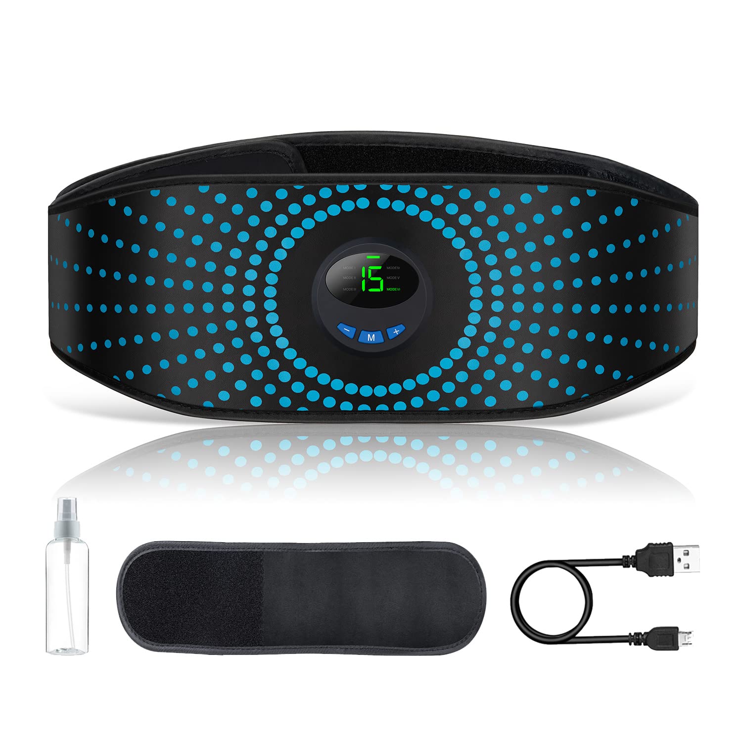 GLGLMA Upgrade Ab Trainer Flex Belt,Abdominal Muscle Toner,Machine,Abs Machine Exercise Equipment for Women Men, 6 Modes 15 Intensity Levels Black, Black, M