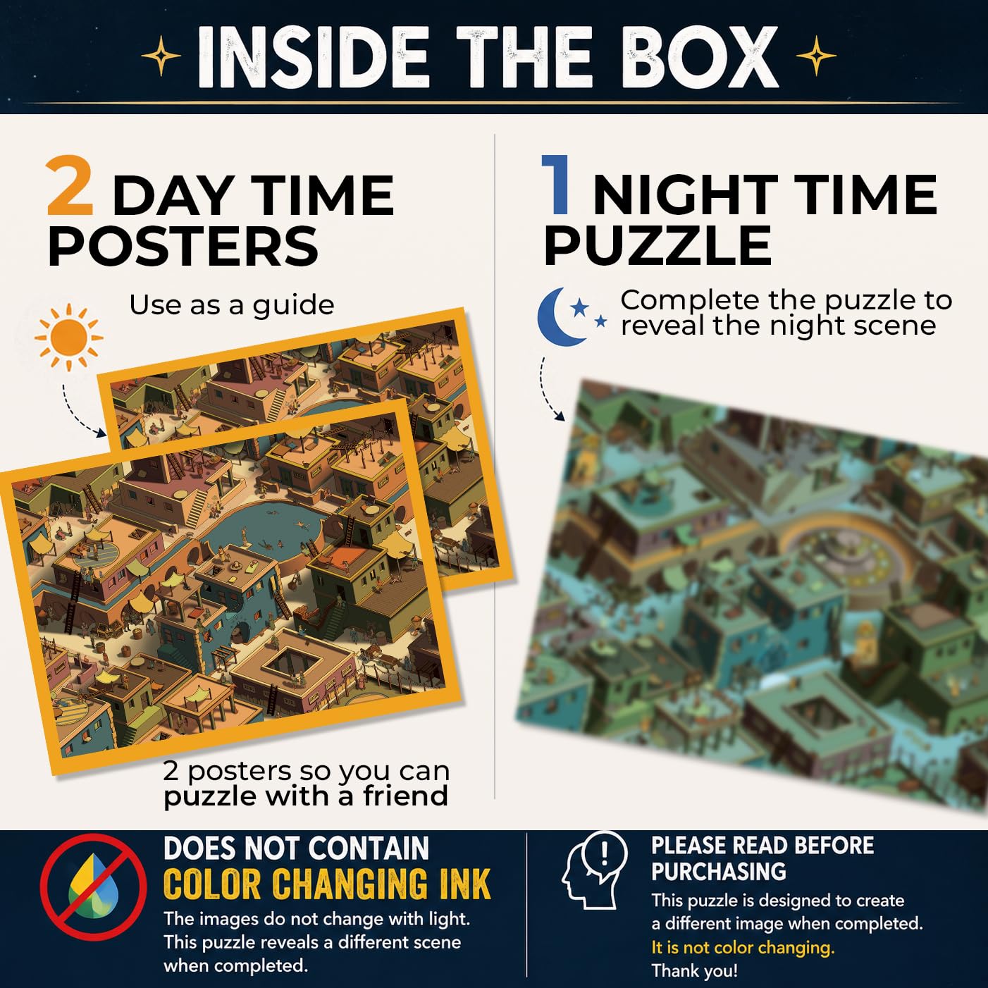 Time Warp Puzzle mystère de 1000 pièces pour Adultes Série Jour Nuit – Un Puzzle Difficile, Difficile à Changer d'image pour résoudre Les problèmes de 67,6 x 48,9 cm (Rock la Patte de Chat)
