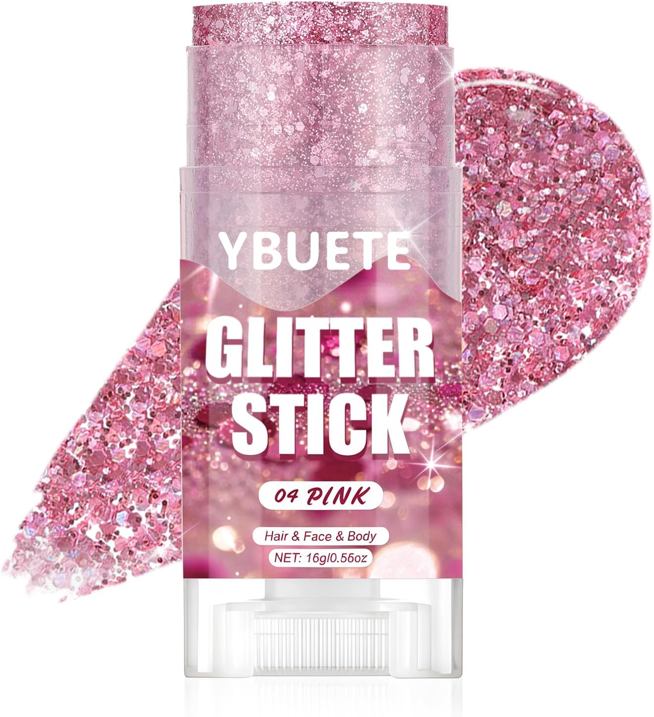 Pink Face and Body Glitter Stick for Sparkling Makeup, Hair Glitter Accessories for Women, Highlighting Stick for Fairy Dust Makeup, Cheerful Face Glitter for Festive Parties and Carnivals