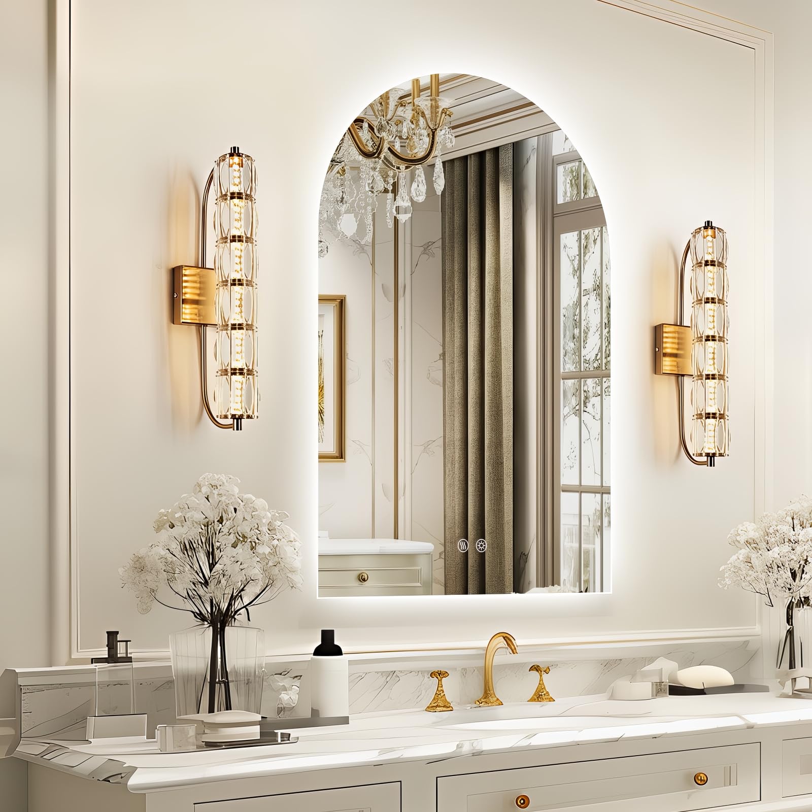 Photo 1 of Niccy Arched LED Bathroom Mirror, 36x24 Inch Arch Frameless Backlit Mirrors for Wall Arched Lighted Vanity Mirrors Defogger and 3 Color, Explosion-Proof, HD Glass and IP65 Waterproof