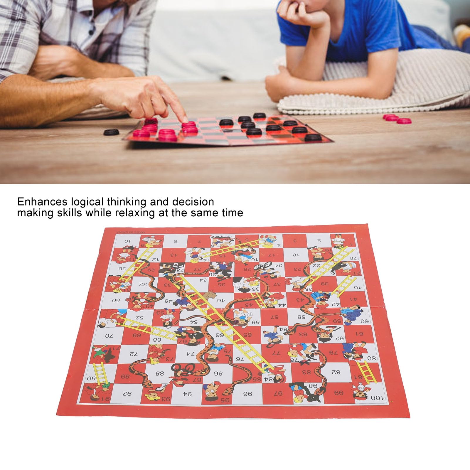 Culnflun Snake and Ladders Chess Challenging Fun Enhance Relationship Board Game Set for Outdoor Travel