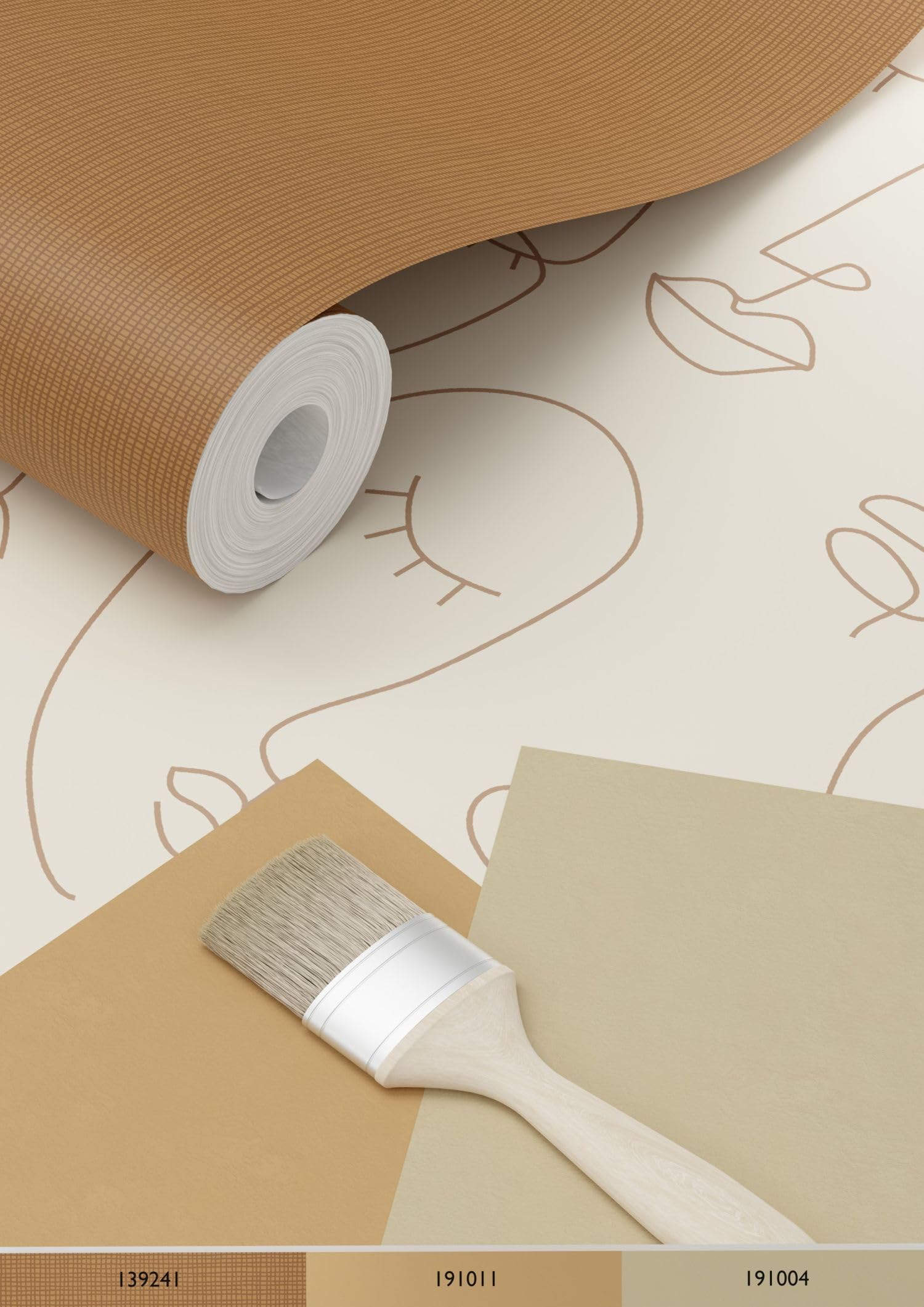 ESTAhome Tapeta twarze grafiki liniowej jasnego beżu 50 x 900 cm