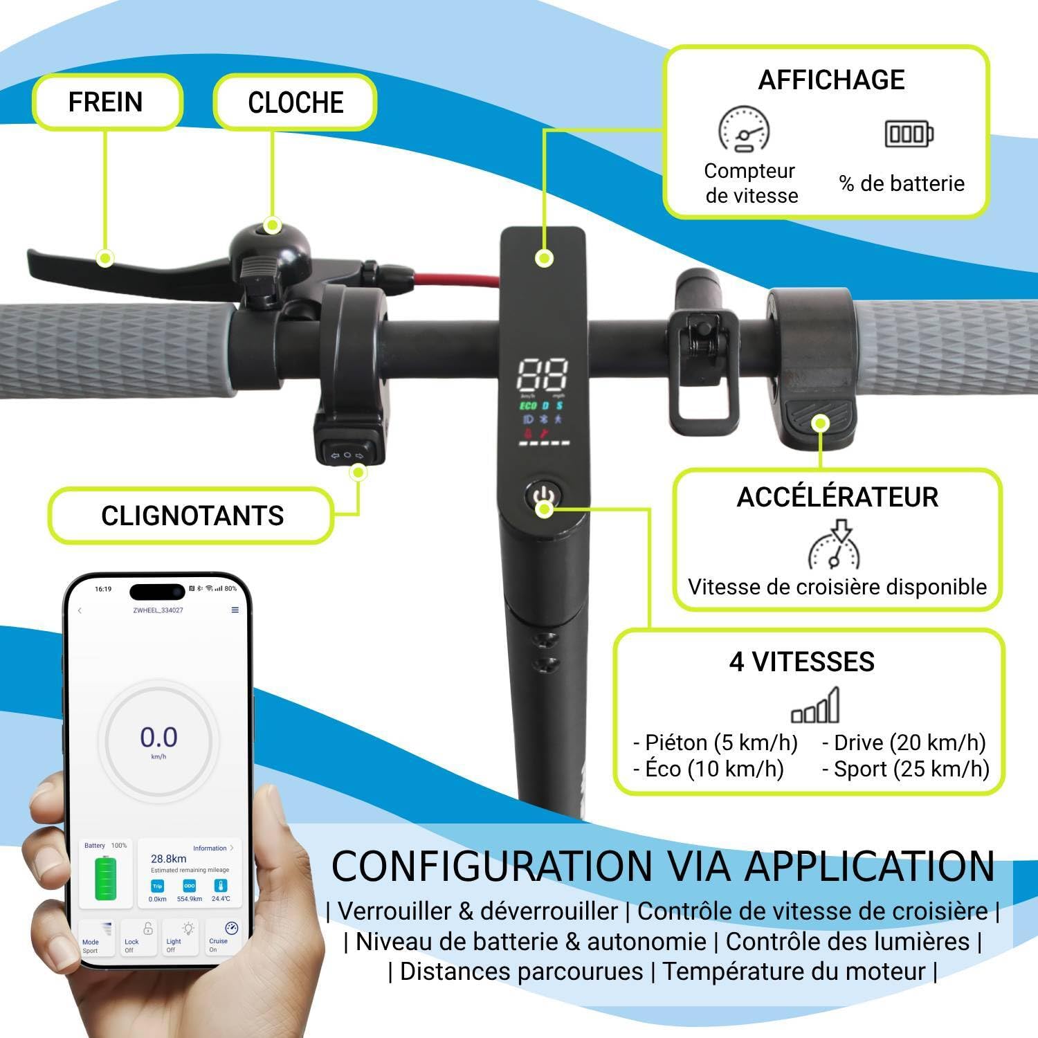 MASCOOTER Trottinette Èlectrique Adulte - 300W-600W Max, Autonomie 20km - Clignotants et Régénération de Batterie au Freinage – Roues 8.5", Double Freins Électriques et à Disque - App Mobile
