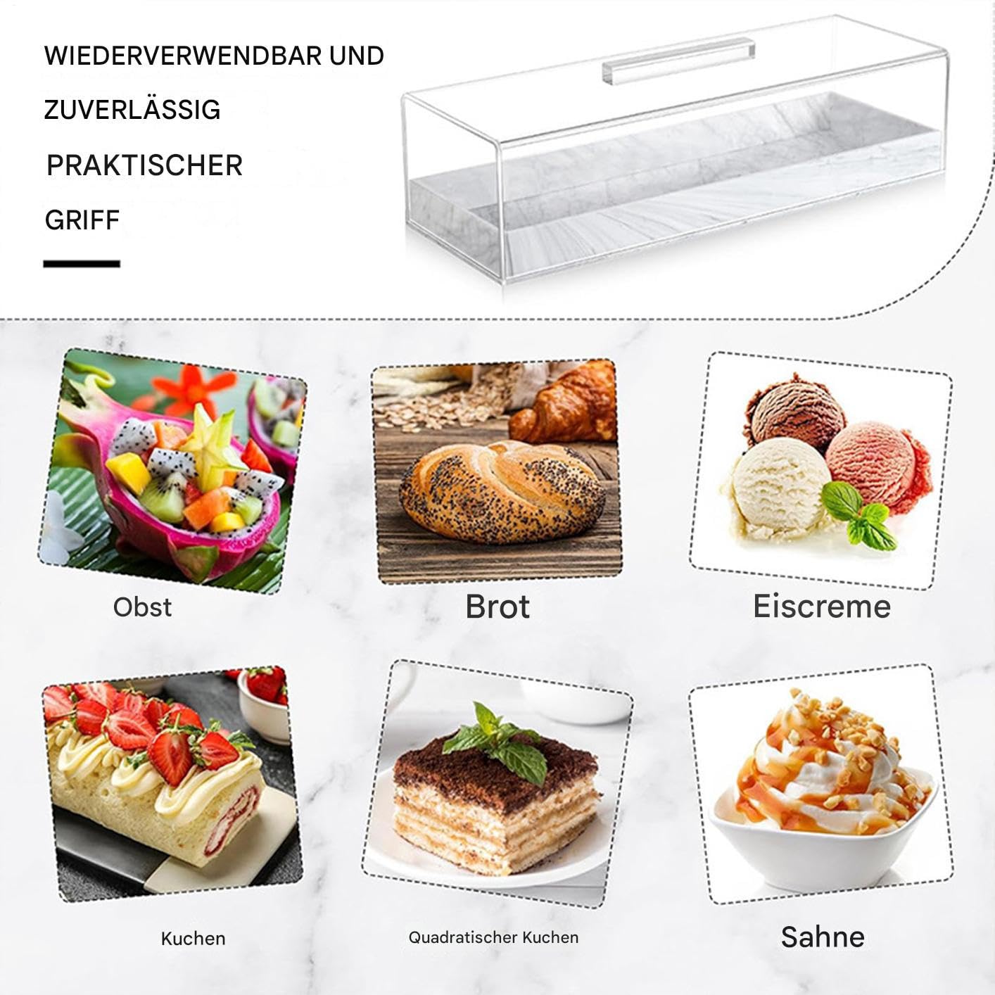 per torte in acrilico, per torte con coperchio, trasparente rettangolare per servire | piastra porta dessert multifunzione per feste in casa