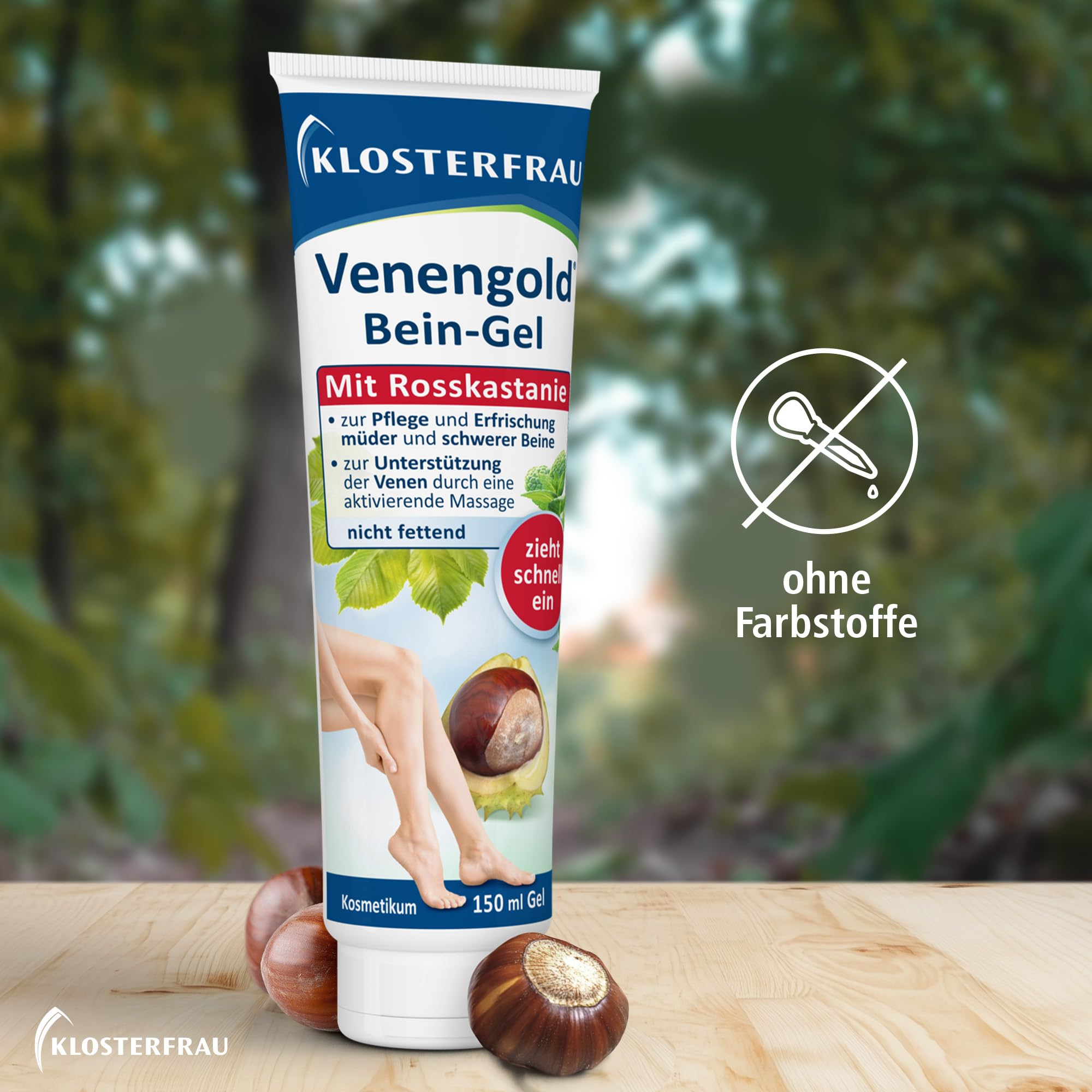 Klosterfrau Venengold Bein-Gel | 5x 150ml | zur Pflege und Erfrischung müder & schwerer Beine | schnell einziehend | mit Rosskastanie
