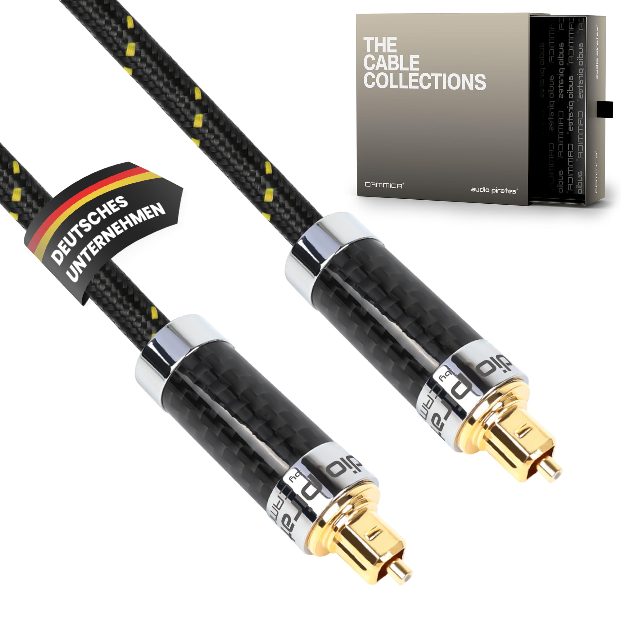 audio pirates by cammica optisches TOSLINK Glasfaserkabel, Toslink & Digital-Kabel | Digitales SPDIF-Kabel OD: 5.0mm mit Ummantelung & vergoldeten Kontakten (1er Pack – 2 Meter)