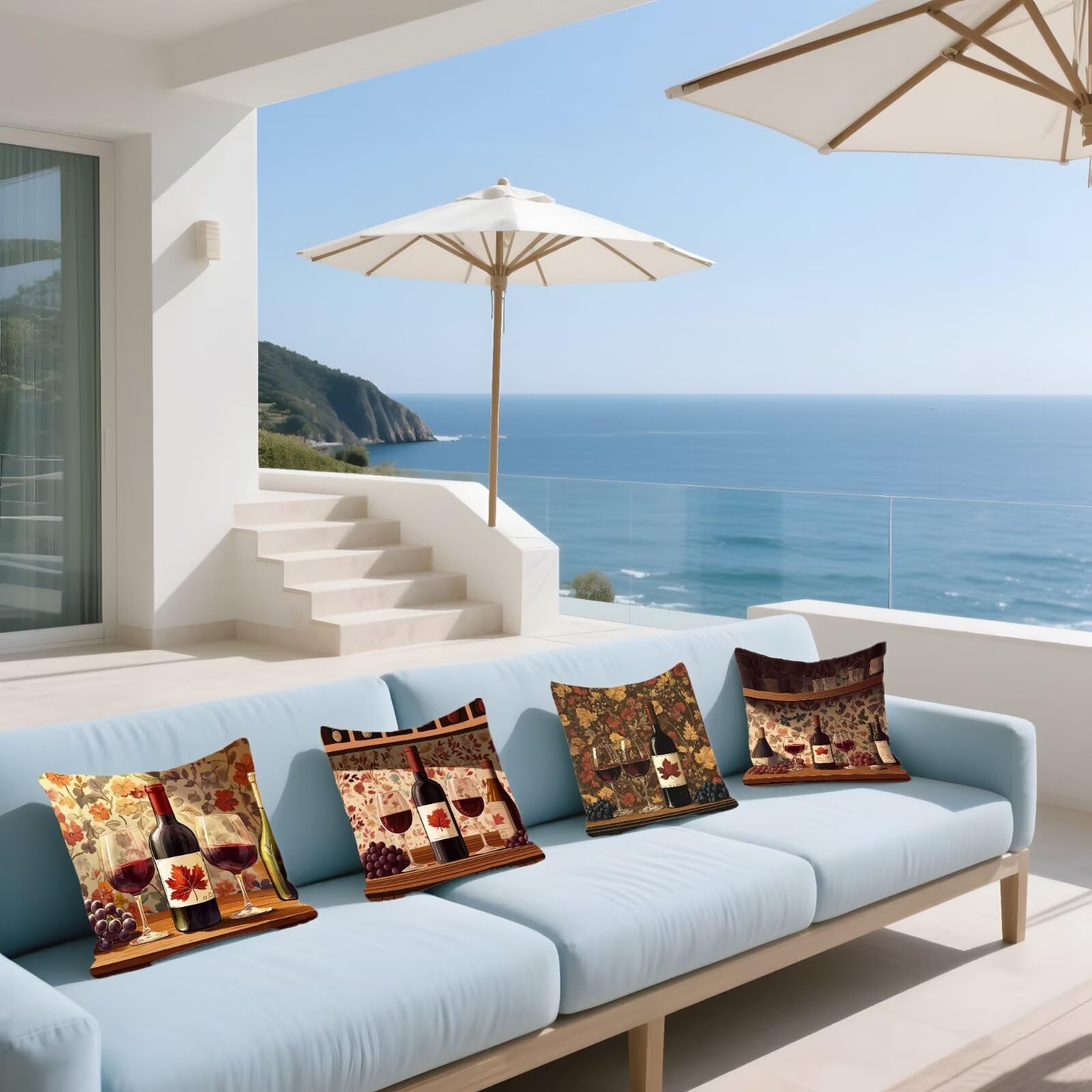 Cojines Sofa Fundas Cojines 60x60cm SúPer Suave Cojin Retro Vino Juego de 4, Fundas Almohada Impermeable Exterior, Interior Y Exterior Cojin Decorativos, JardíN Sillaterraza Regalos NavideñOs P-155