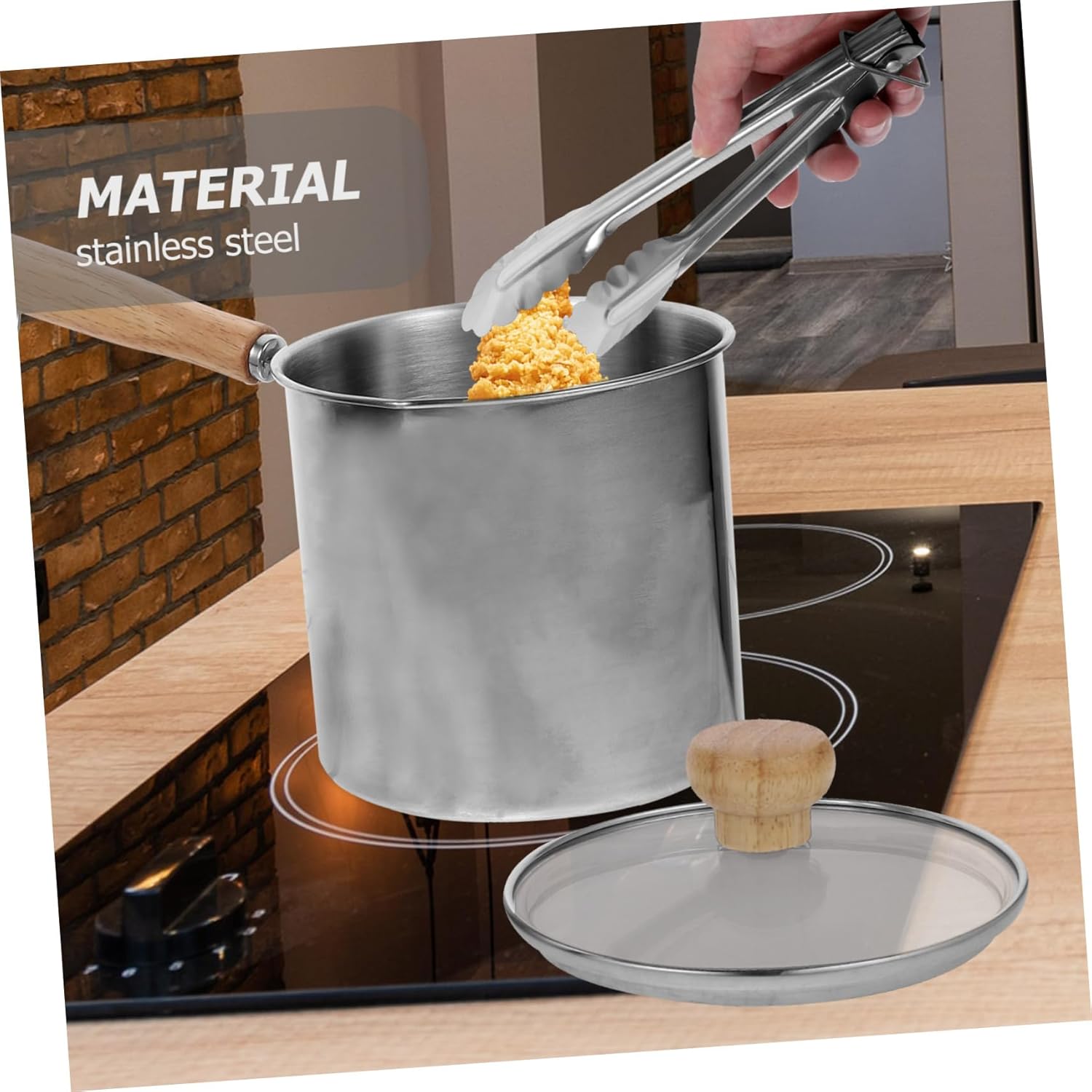 1Set Stainless Steel Fryer Deep Frying Pot with Lid Basket Food Tongs Convenient Multi Purpose Cooking for Home Use Quick Heat Transfer High Temperature