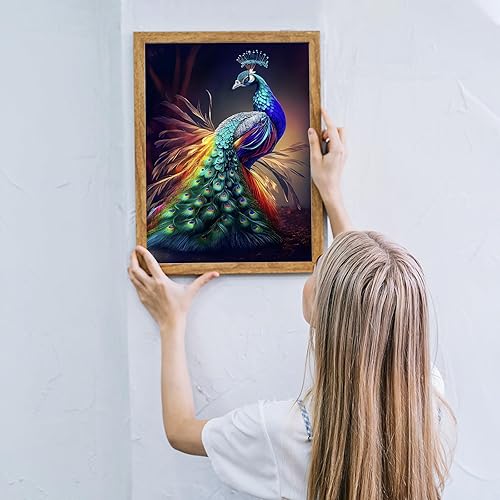 Miniatura 6 de MOGTAA Kits de pintura de diamantes de pavo real para adultos, kit de arte de diamantes de pavo real colorido para niños principiantes, kit de