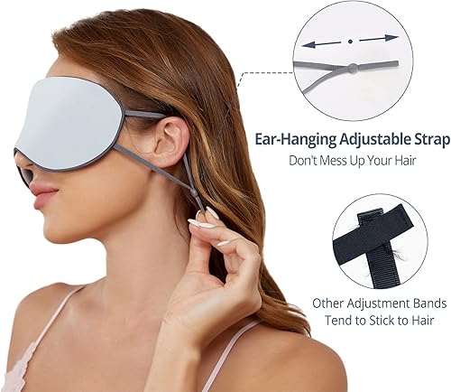 Miniatura 4 de Paquete de 2 antifaz para dormir, cálidas, frescas y de doble cara, antifaz súper suave con correa ajustable, bloquea la luz, antifaz cómoda para