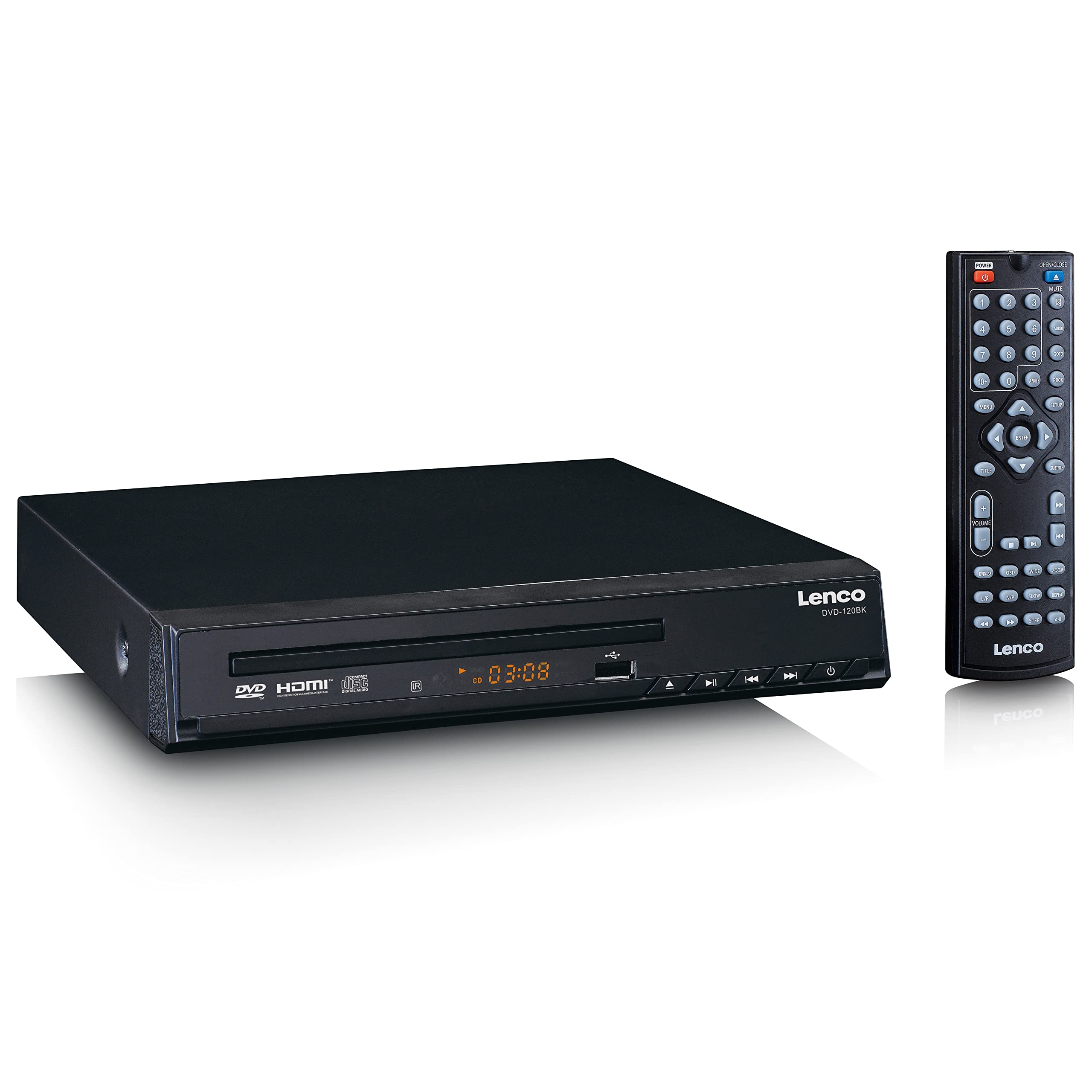 Lenco DVD-120BK - Lettore DVD con HDMI e Scart - Display LED - Telecomando - Riproduce da USB