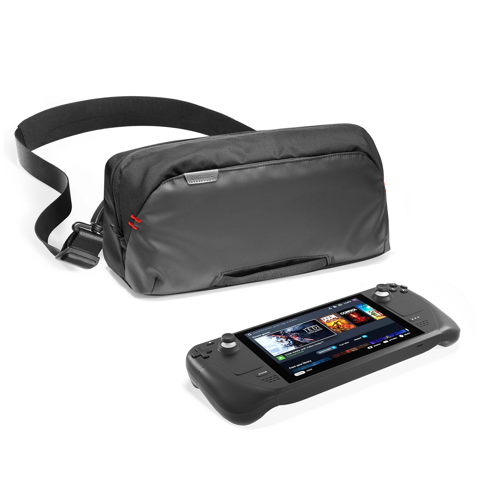 Carrying Case for Steam Deck (OLED)/Nintendo Switch 2/Rog Xbox Ally (X)/MSI Claw 8/7 AI+, Protective Shoulder Bag with Pockets Fit Console, AC Adapter, Dock, Compact Pack for Daily Use, Travel