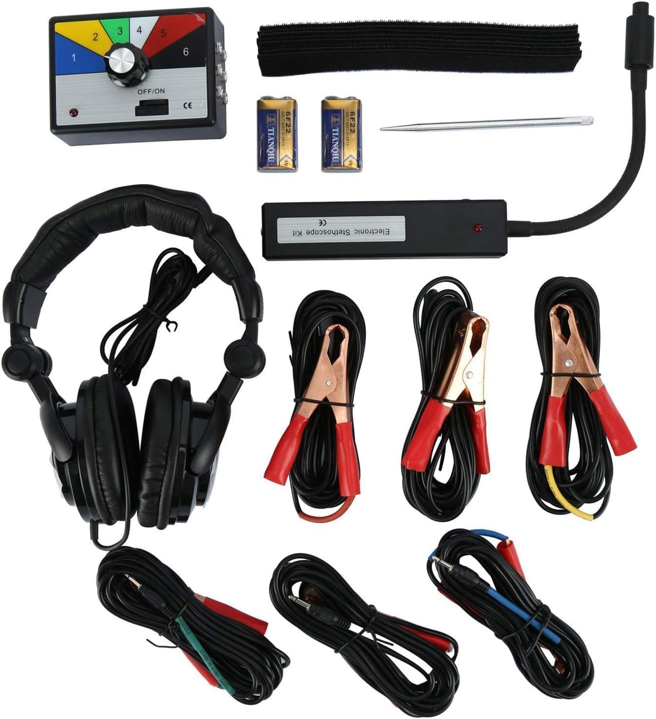 Estetoscopio Electrónico para Automóvil, Sistema De Chasis De Automóvil De 6 Canales, Kit De Diagnóstico De Estetoscopio Electrónico con Auriculares, para Herramienta De Reparación De Senso
