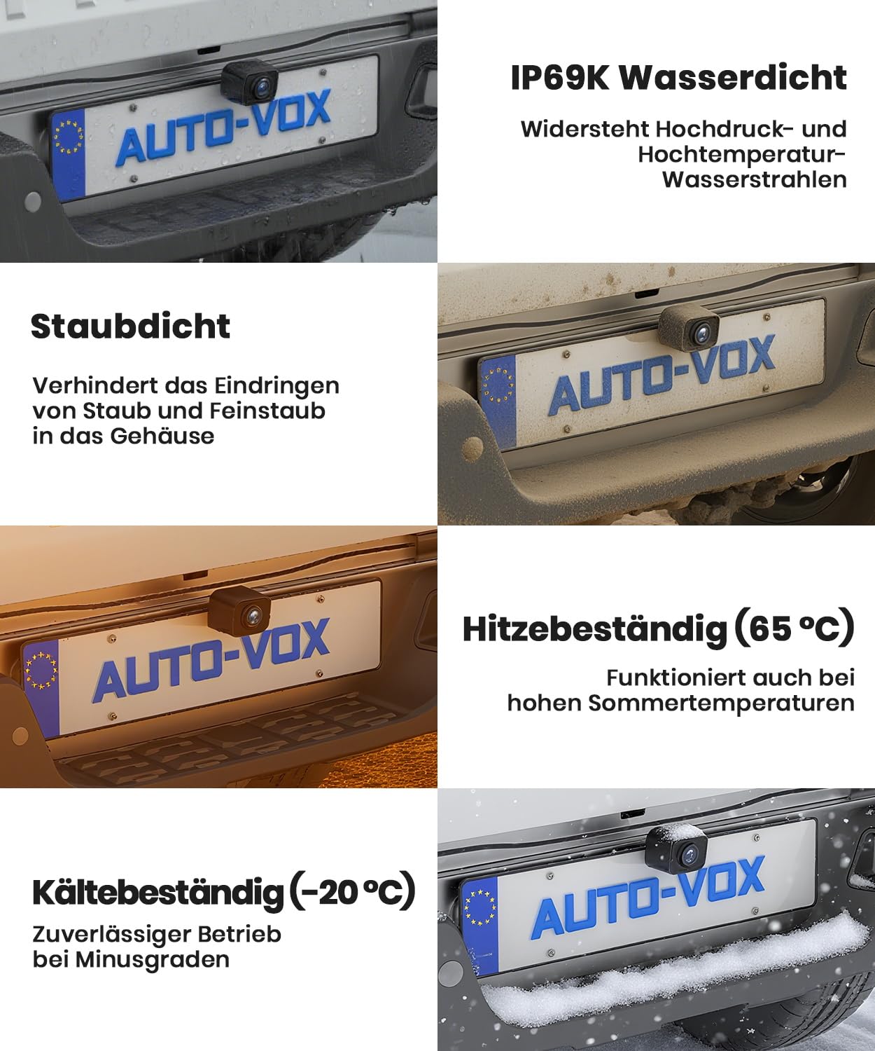 AUTO-VOX Rückfahrkamera kabellos 5" 1080P Monitor Dual-Channel IP69K Wasserdicht Nachtsicht für SUV LKW PKW