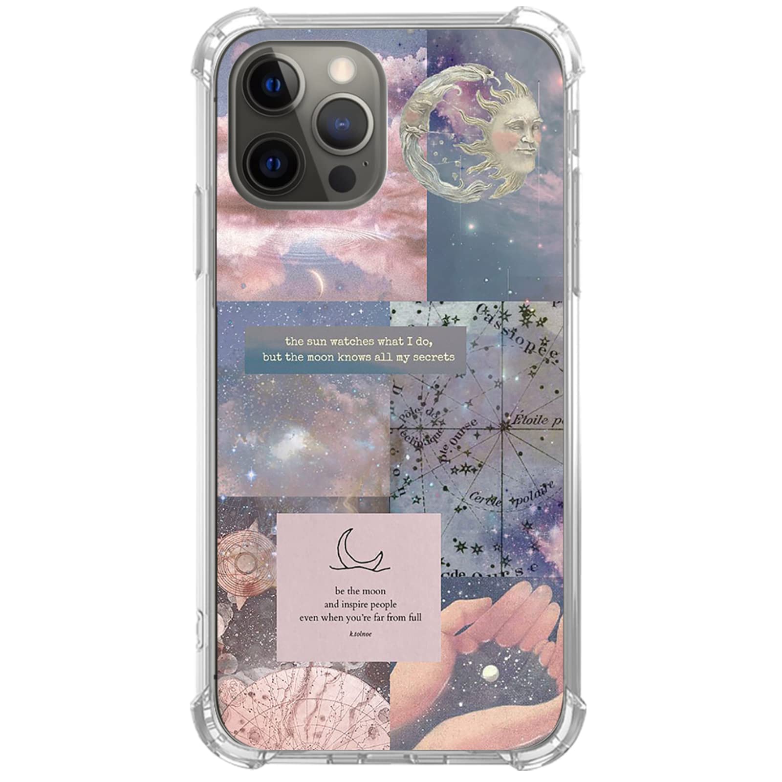 Elifi Edeal Celestial Collage Case Star Zodiac Cover for iPhone 14 Pro Max, Blue Aesthetic Celestial Collage Case for Girls Boys Women Men, Unique