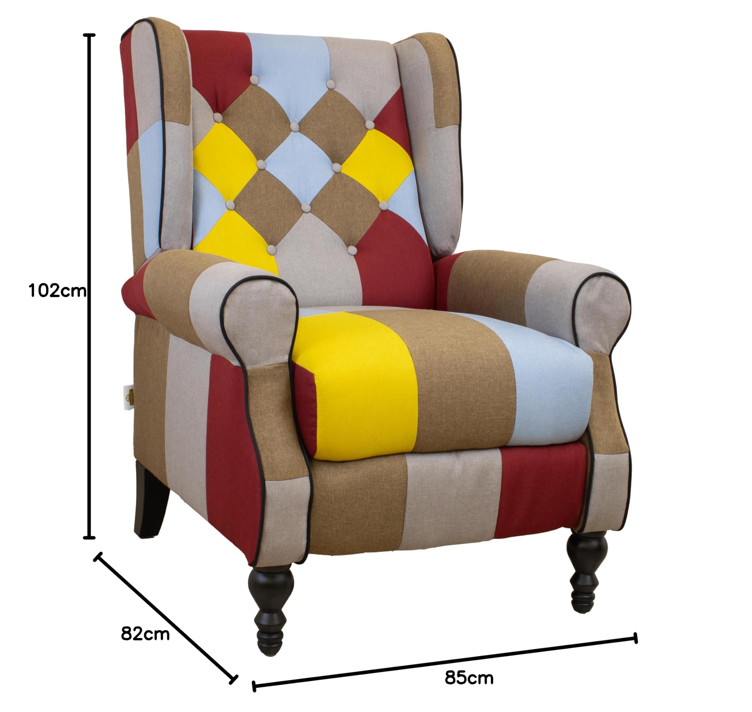 Poltrona Relax Reclinabile Patchwork Bergère Design Moderno