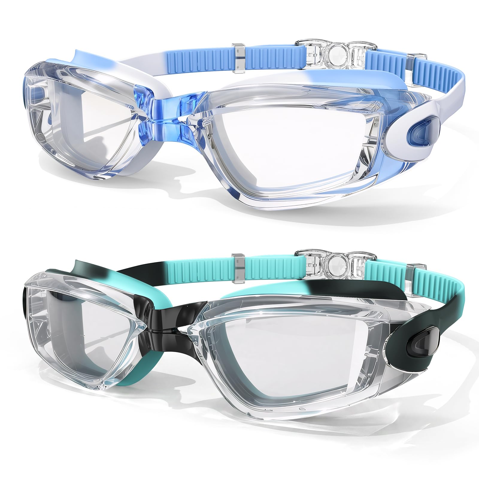 LOEO Kids Swim Goggles, 2 Pack Swimming Goggles for 4-12 Boys Girls, Anti Fog, UV Protection, Waterproof