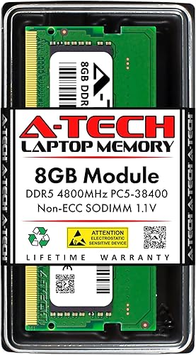 A-Tech 8 GB de RAM compatible con Acer Nitro 5 AN515-46 Gaming Laptop  DDR5 4800 MHz PC5-38400 SODIMM 1.1V 262 pines no ECC SO-DIMM Actualización de