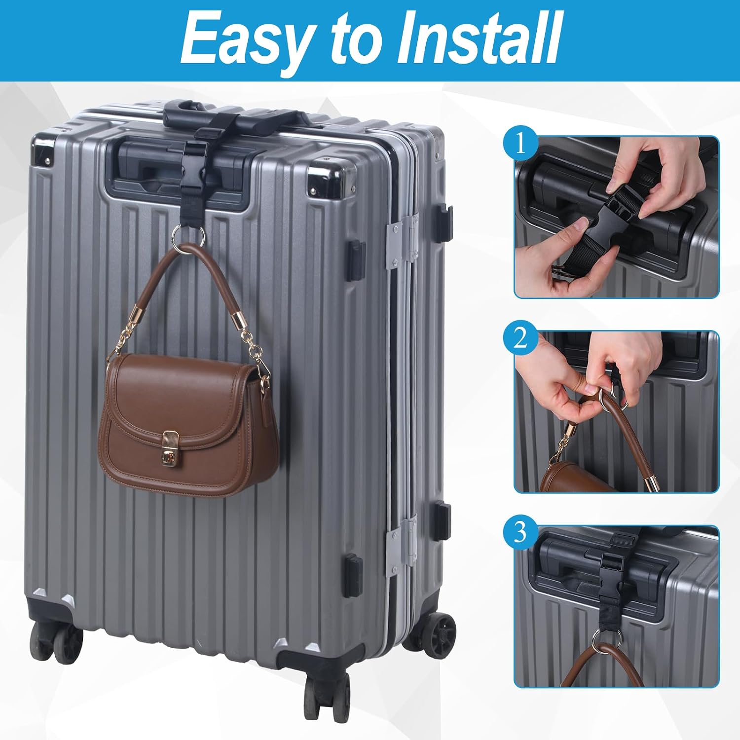 4 Pack Jacket Gripper Strap Add a Bag Luggage Straps | Adjustable Travel Straps Suitcase Belts with Quick Release Buckle for Luggage Travel Strap to Attach Items to Luggages Black