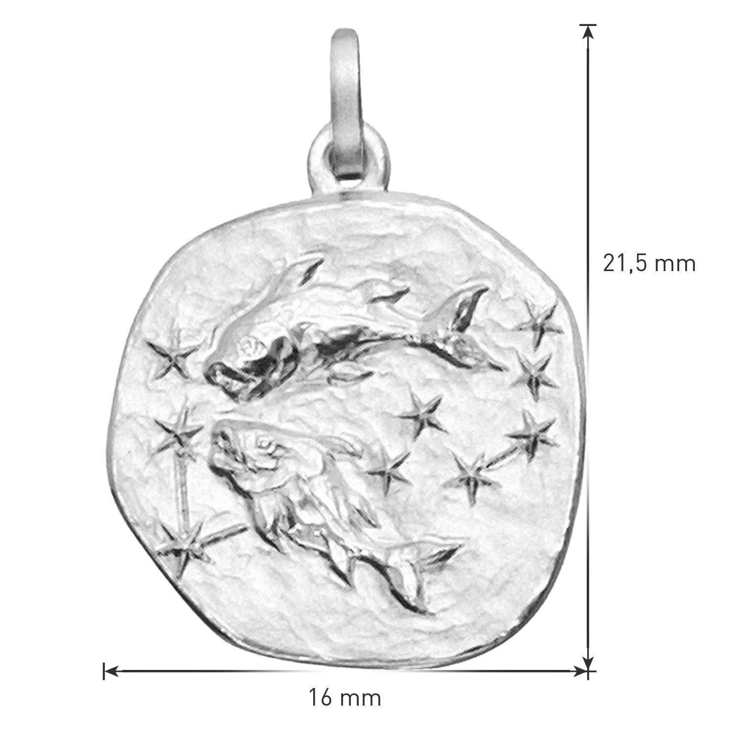 trendor Znak zodiaku Ryby z łańcuszkiem na szyję ze srebra próby 925, Ø 16 mm, wisiorek ze znakiem zodiaku, srebro wysokiej próby dla kobiet, mężczyzn lub dzieci, 08441-03