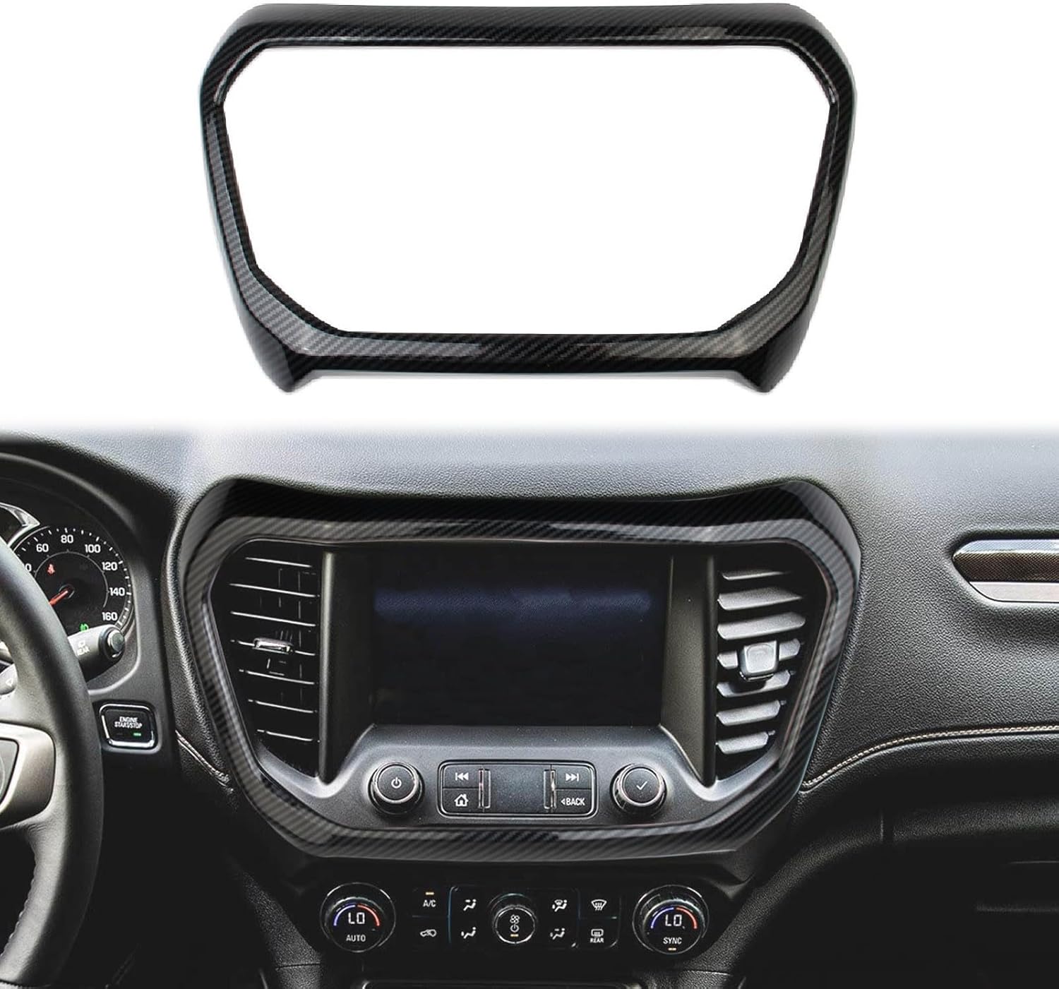 Korlot Carbon Fiber Style Center Console Navigation Screen Air Vent Frame Cover Trim for 2017-2023 GMC Acadia