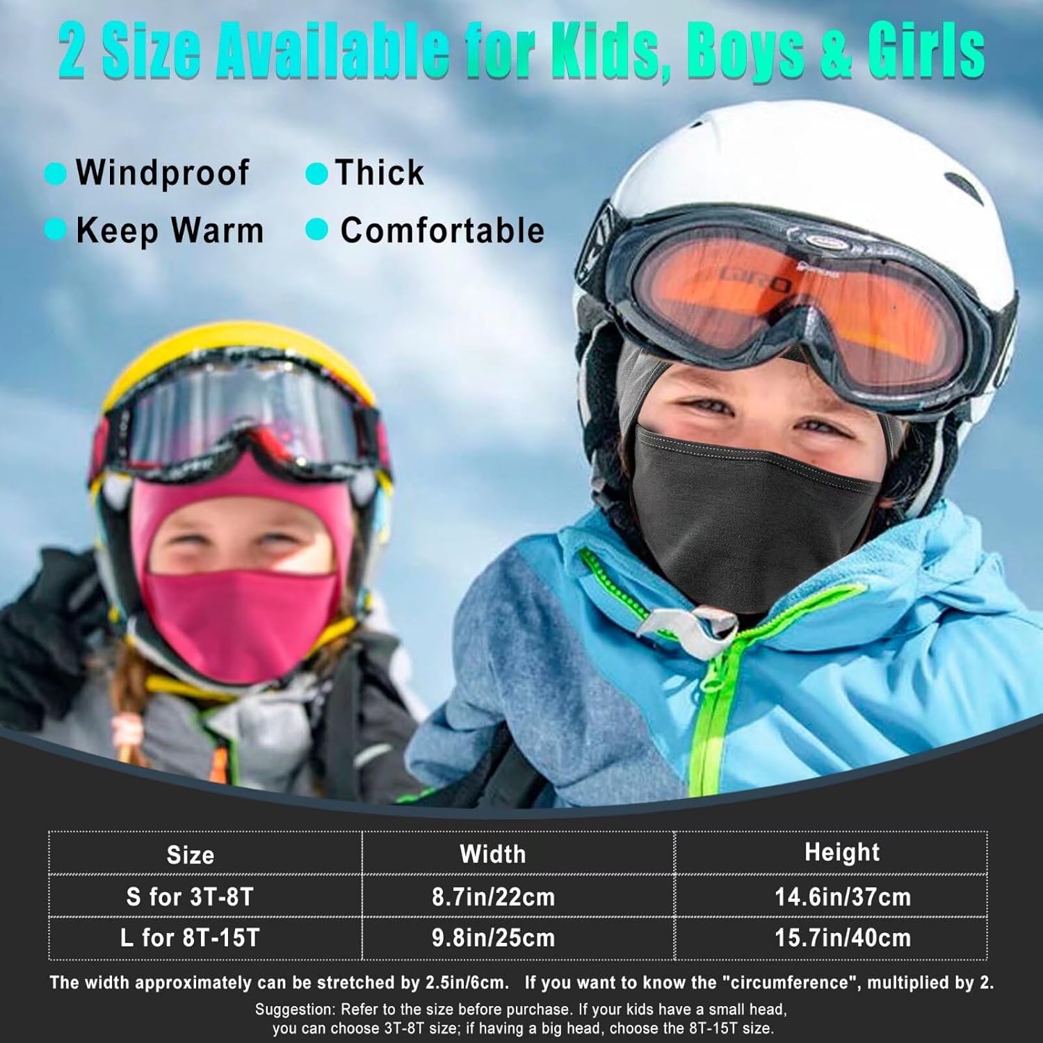 2 Pack Kids Balaclava Face Mask for Boy Girl, Winter Hat Ski Mask for Cold Weather, Windproof Face Warmer for Skiing Cycling - Image 6