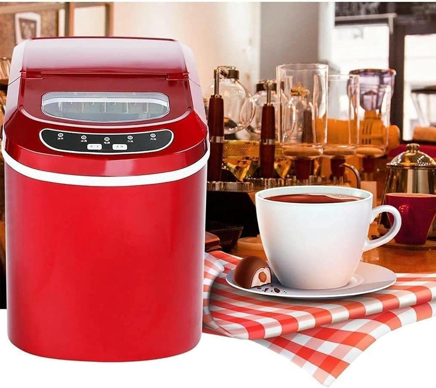 Ice Makers Countertop, Portable Ice Cubes Ready in, Ice Maker Machine with Self- Cleaning Function with Ice Scoop and Basket(Silver)