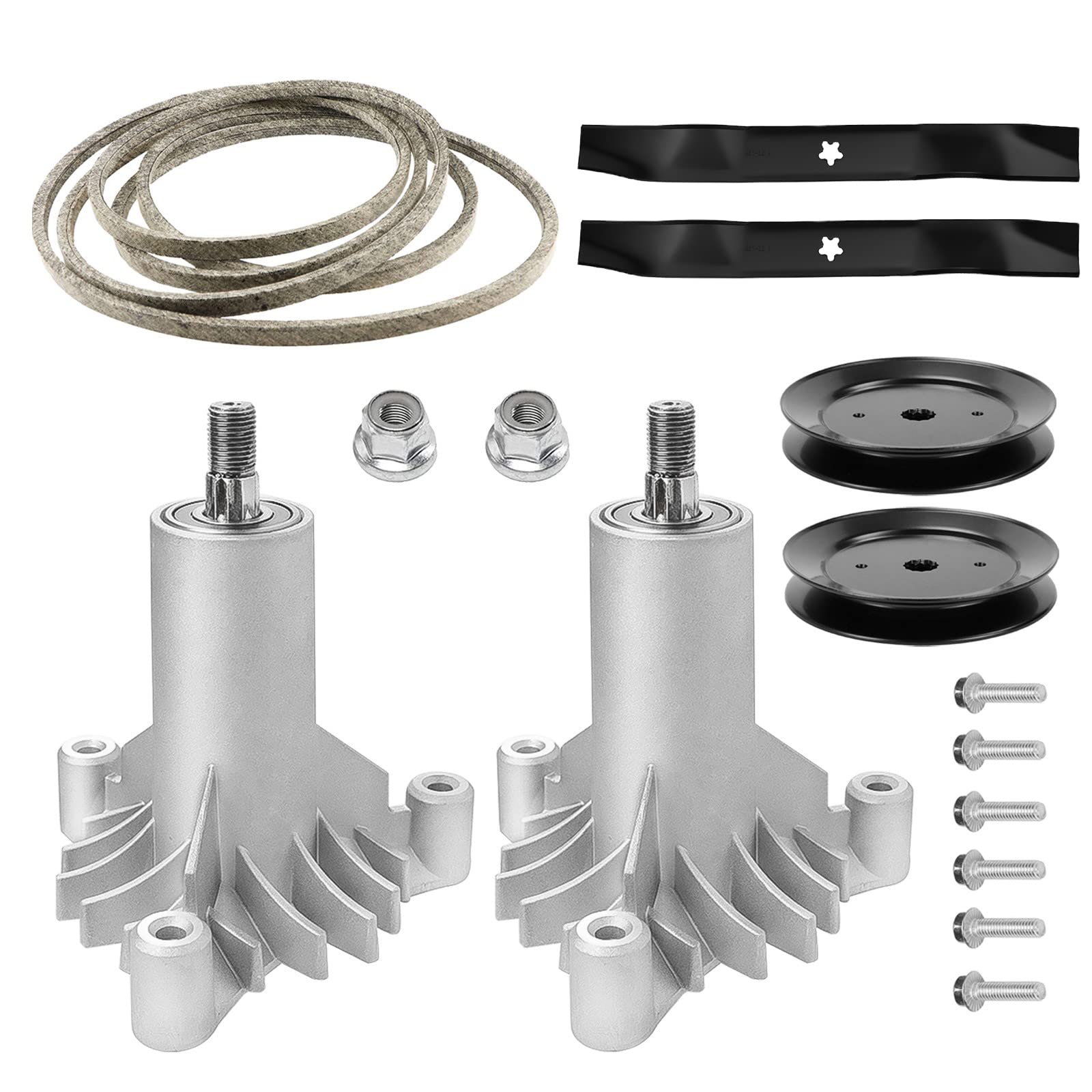 Photo 1 of 42 Inch Lawn Mower Deck Rebuild Kit Compatible with AYP/Husqvarna/Craftsman/Poulan LT1000 LT2000, 2 Spindle+2 Pulley+2 Blade+1 Kevlar Belt, for 130794 532130794 129861 532173436 144959