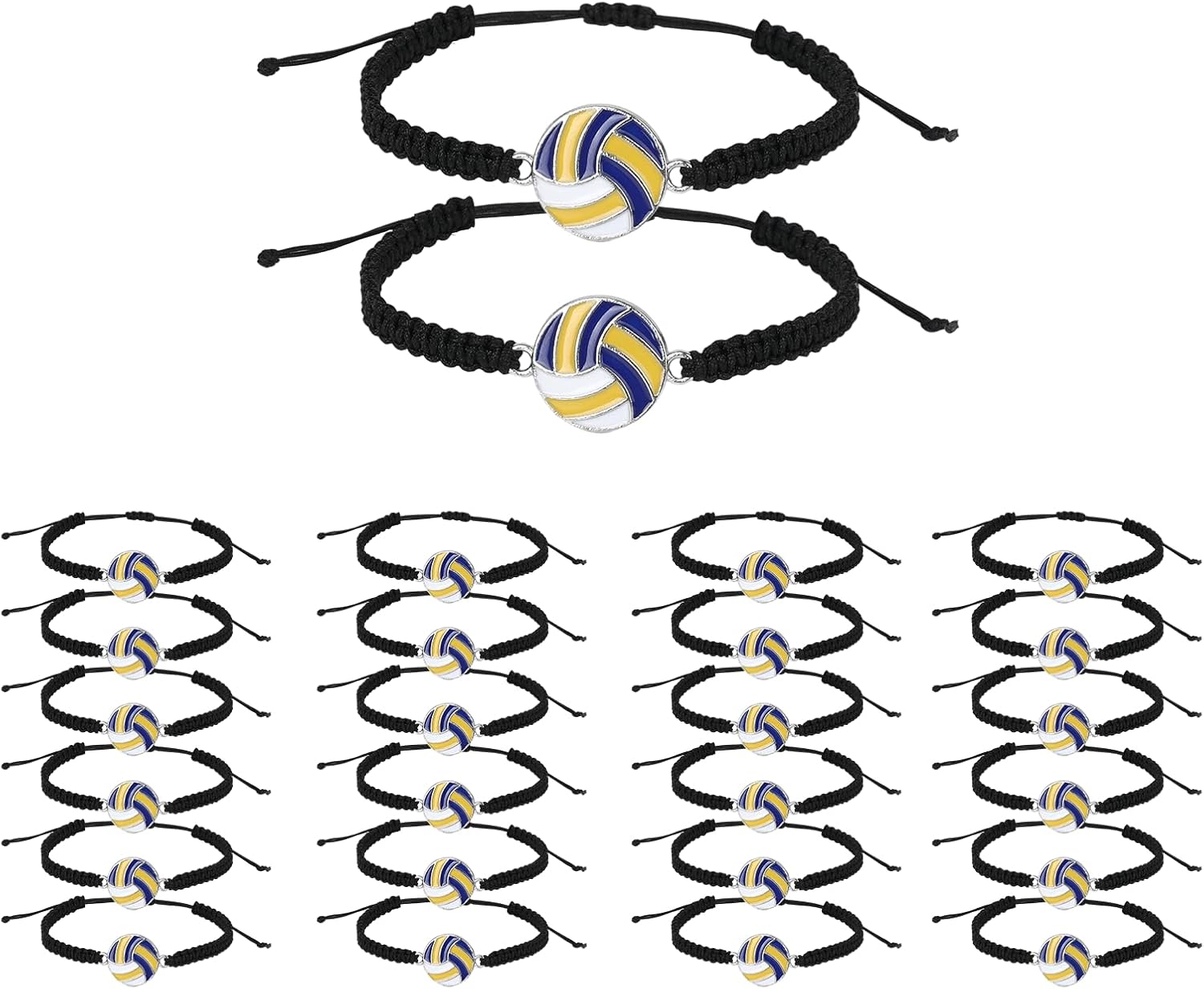 24 Sets Volleyball Basketball Soccer Bracelets, Volleyball Bracelets Stuff Gifts Accessories for Team, Basketball Bracelet Party Favors Gifts, Braided Adjustable Soccer Bracelet Gifts