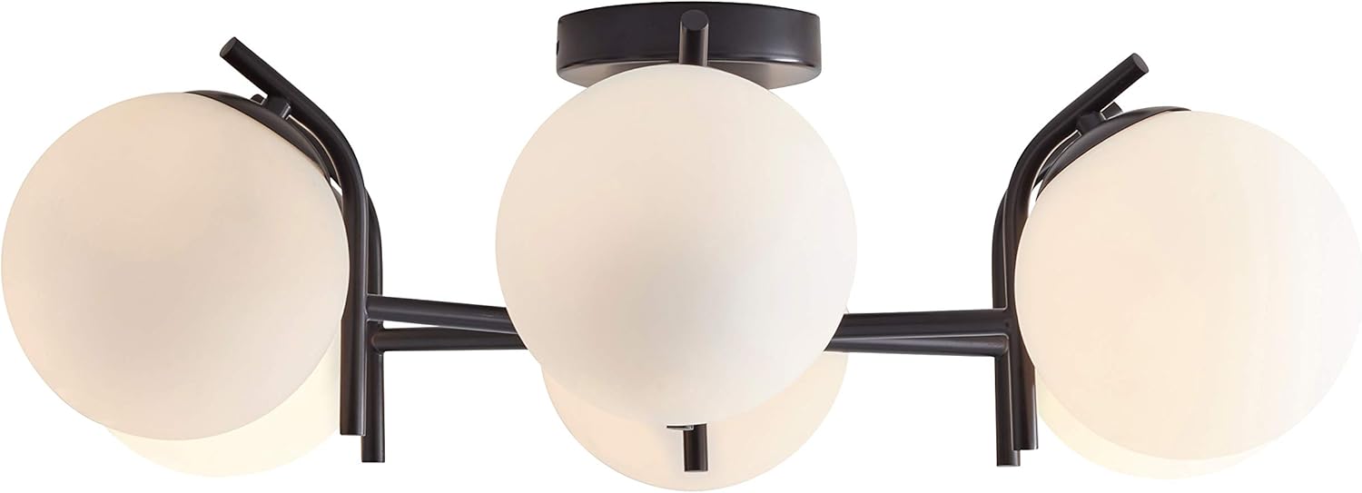 Prоduсt Dеаl Amazon Brand – Rivet Modern 6 Globe Flush Mount Metal Ceiling Pendant Chandelier Fixture - 26 x 26 x 8 Inches, Matte Black