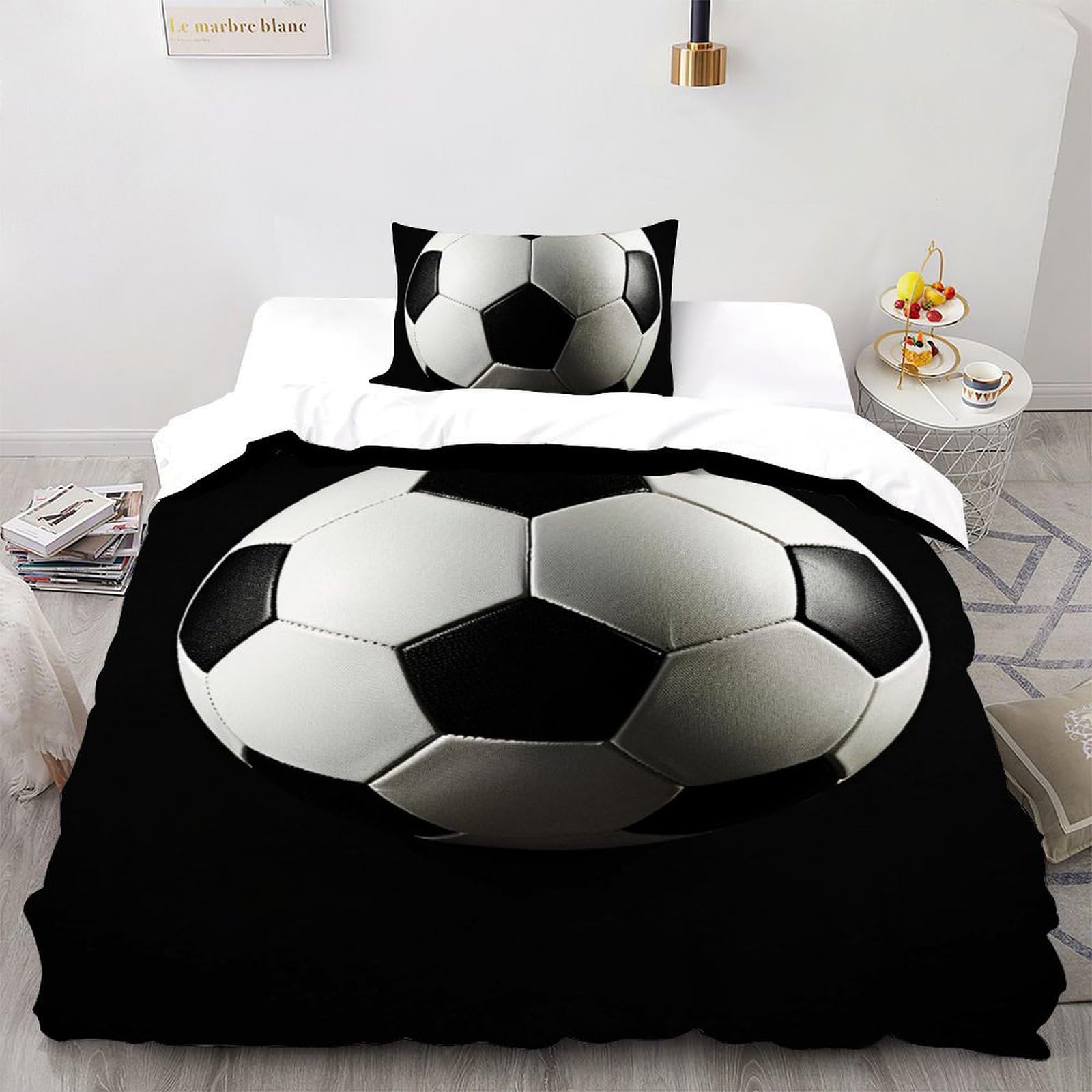 Parure de couette basket-ball microfibre anti-pli literie sport 135x200 pour lit single