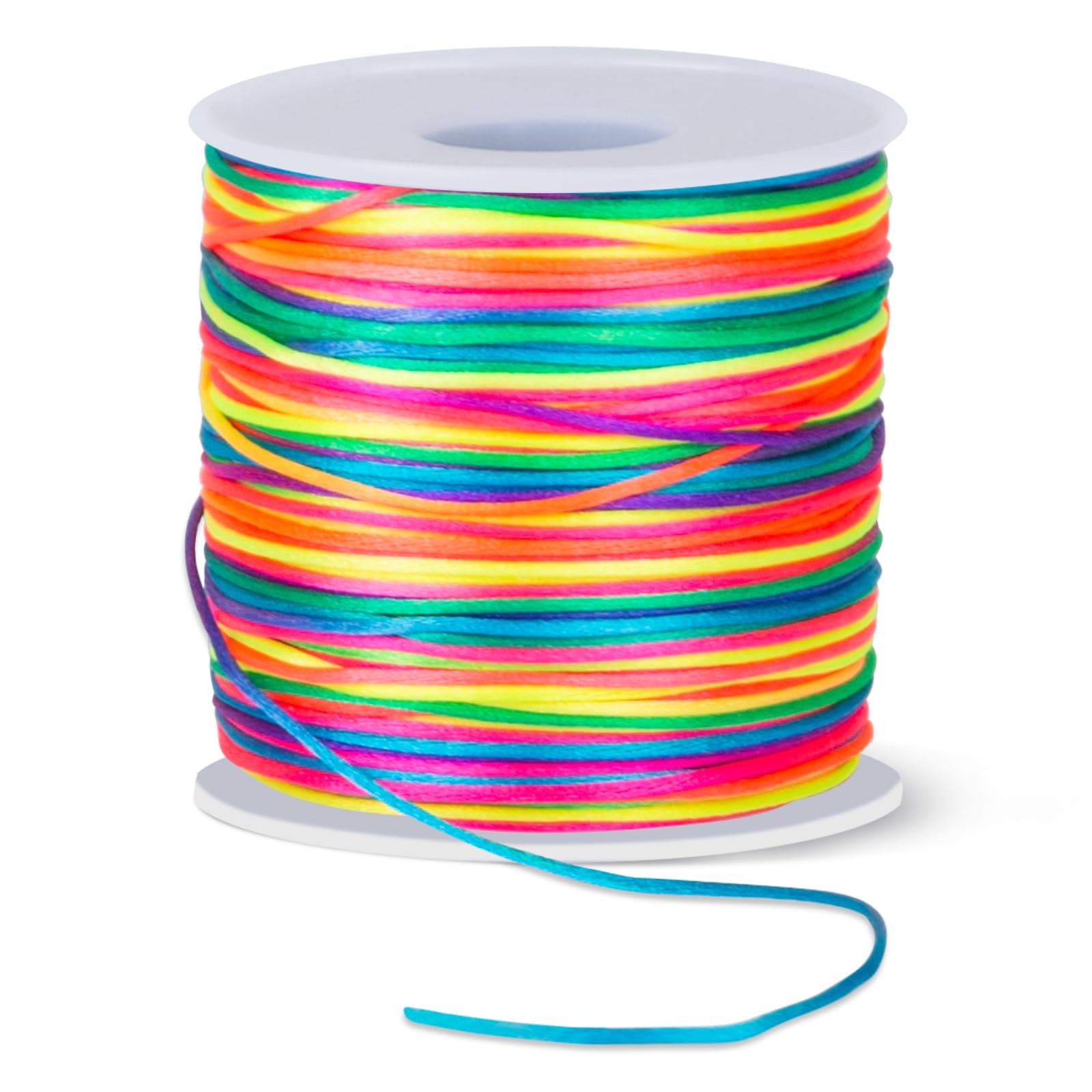 Photo 1 of 110 Yards Nylon String, 1.5mm Bracelet String, Durable Nylon Cord for Jewelry Making, Bracelets, Beading, Necklaces, Rattail Braiding, Kumihimo, Wind Chimes, Blinds and Handicrafts (Rainbow)