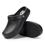 Wide Chef Clogs for Men Slip Resistant Kitchen Work Shoes Non-Slip for Food Service Waterproof with Arch Support