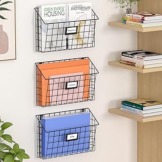 X-cosrack Detachable Hanging Wall Files Rack&3-Tier Metal Folder Wall File Holder with Tag Slot Mounts on Wall and Door for Office, Home, and Work Easy Organizing,Black(Patent Pending)