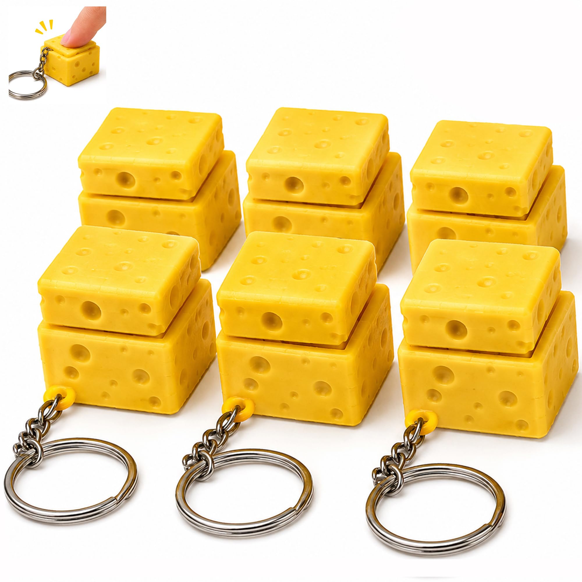 Vicqpouy Set 6 Mini Dumplingng Portachiavi,con Click Meccanico con Feedback Tattile,Antistress Ravioli Carini Original keychain,Idea regalo Per Donna Uomo,Ciondoli Zaini,Per Borse e Zaini e Chiavi