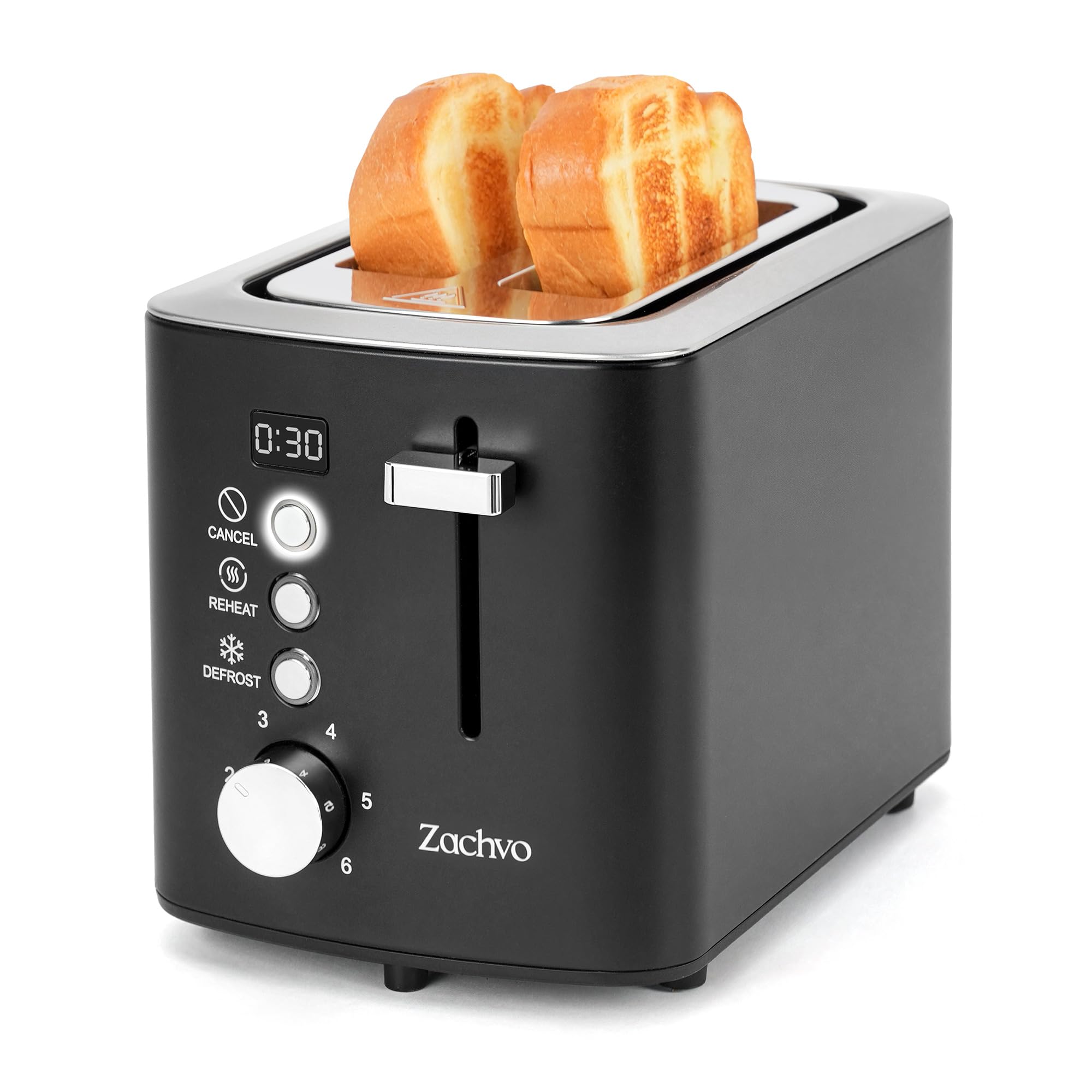 Photo 1 of 2 Slice Toaster with Countdown Timer, Wide Slots Fits Thick Bread & Bagel
