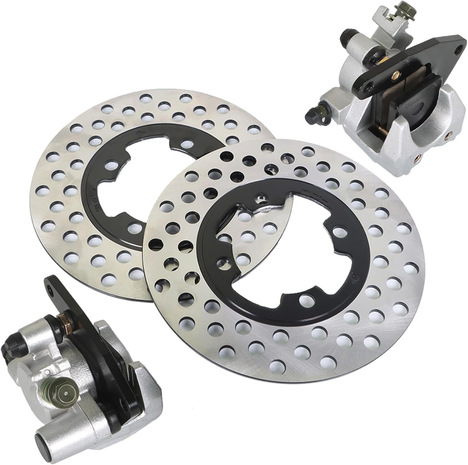 Silscvtt Front Brake Calipers and Brake Rotors Replacement for Yamaha Grizzly 350 400 450 YFM350 YFM400 YFM450 2007-2014 3GD-2580T-01-00 3GD-2580U-01-00 5ND-F582T-00-00