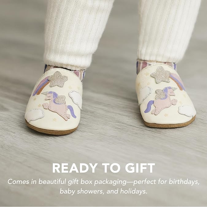 Robeez Baby Girls and Unisex Soft Soles Slip-Resistant Crib Shoes Slippers for Infant and Toddler, 0-24 Months