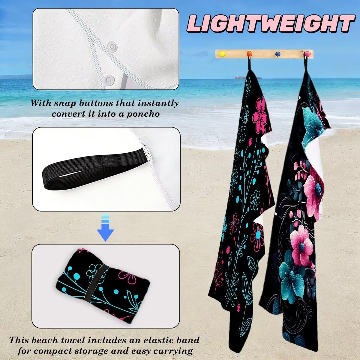 Ręcznik plażowy z mikrofibry, duży ręcznik plażowy 90 x 180 cm 2 sztuki, ręcznik gimnastyczny mężczyźni kobiety odporne na piasek ręczniki plażowe szybkoschnące ręczniki z mikrofibry akcesoria plażowe