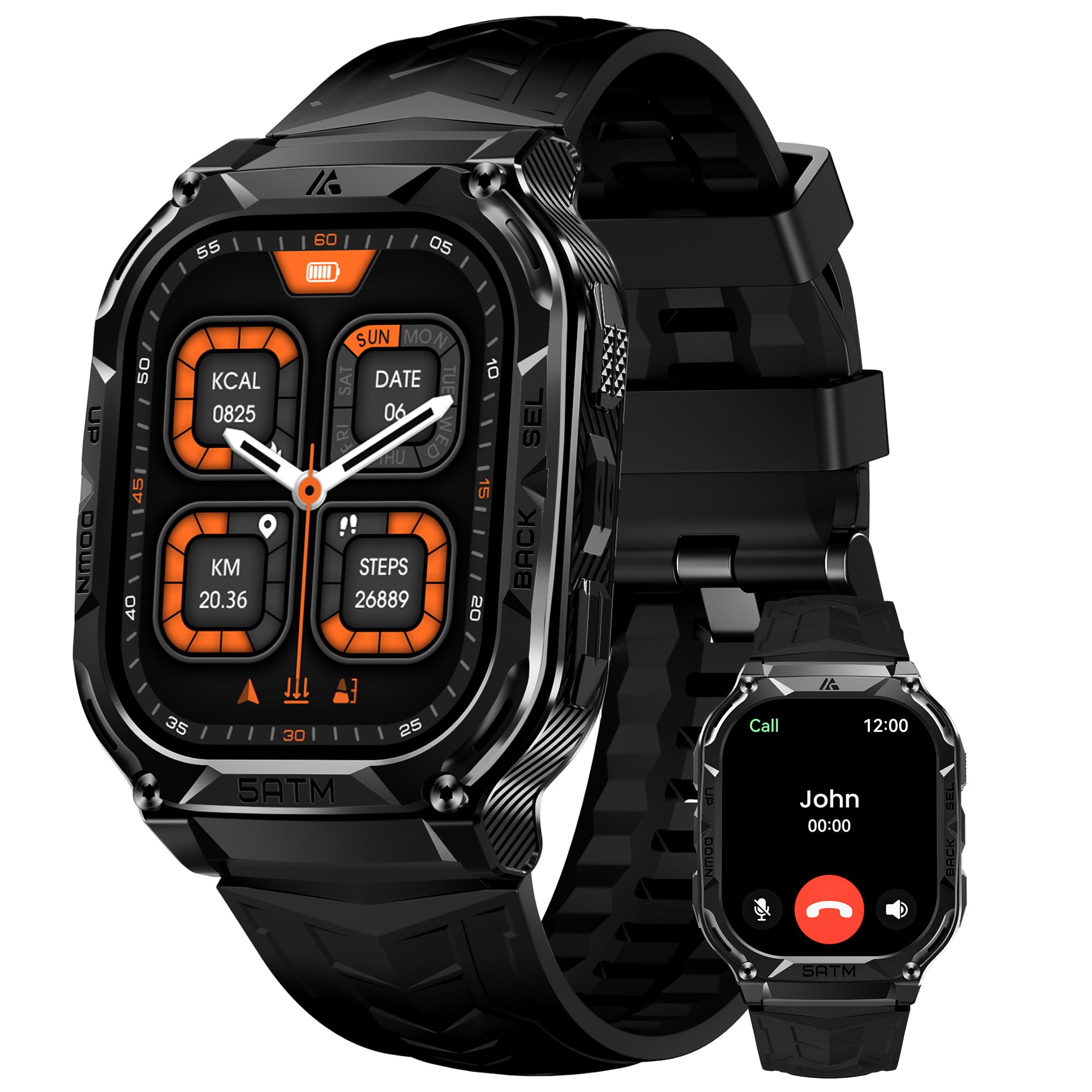 Sponsored Ad – Smart Watch,Built in GPS,480mAh Extra-large Battery,5ATM&IP69 Waterproof,1.96'' AMOLED HD Display AI Voice Assistant Rugged Military Full Metal Body Smartwatch for Android iOS