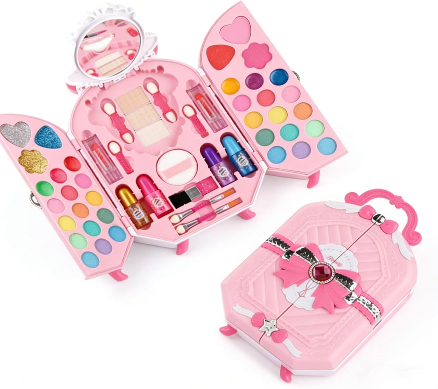 Kids Makeup Sets for Girls 5-8, 55 Pcs Kids Makeup Kit for Girls Non-Toxic Washable Real Cosmetic Set, Dress up Toys Birthday Gifts for Girls 3 4 5 6 7 8 9 10 11 12 Year Old