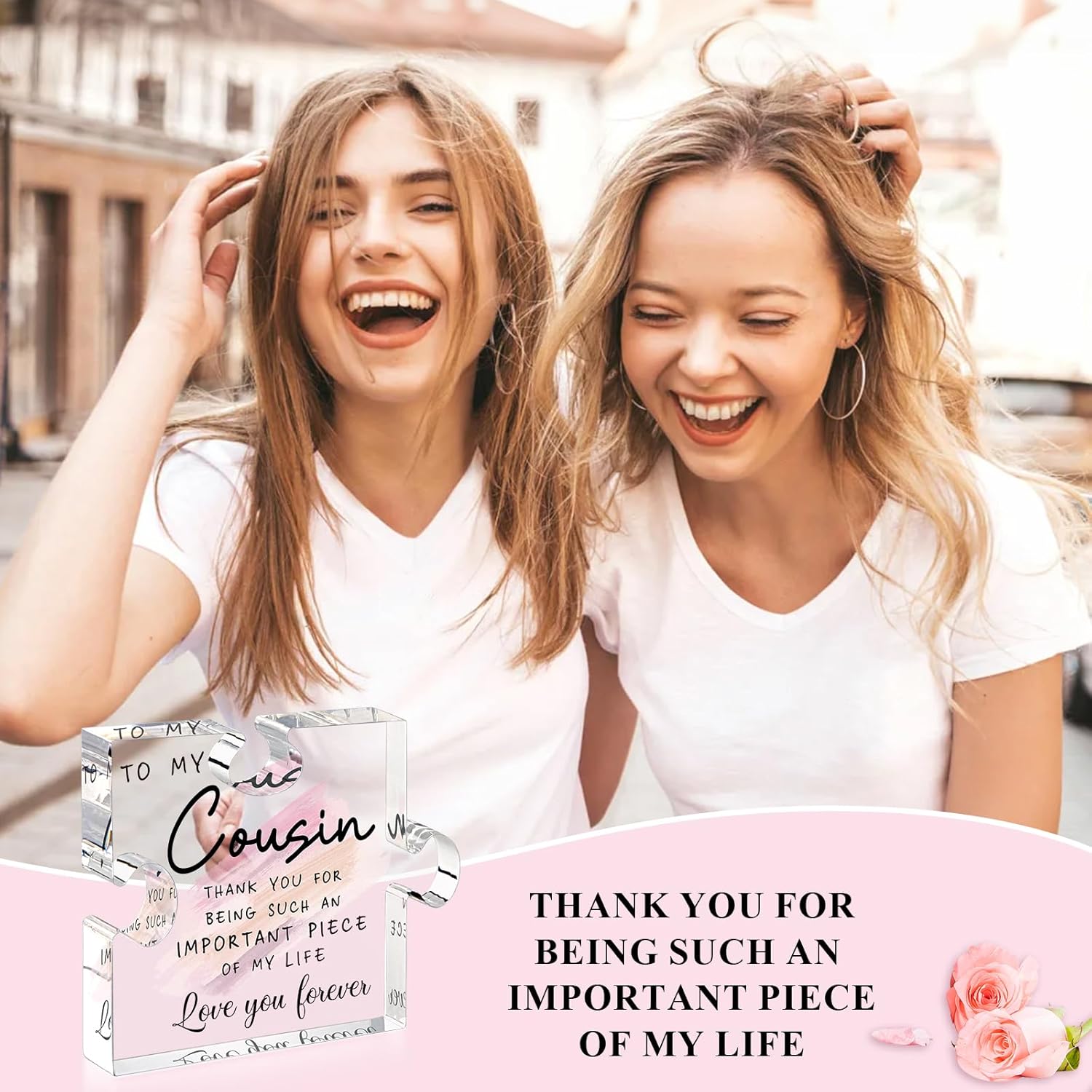 LukieJac Cousin Gifts for Women Best Cousin Ever Gifts Cousin Birthday Gift for New Cousin Sister Thanksgiving Christmas Mothers Day Valentines Day Gift Paperweight for Cousin Female Keepsake - Image 3