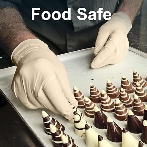 Miniatura 3 de FifthPulse Guantes de látex para examen médico, extragruesos, 4.5 mil, color natural, guantes desechables sin polvo