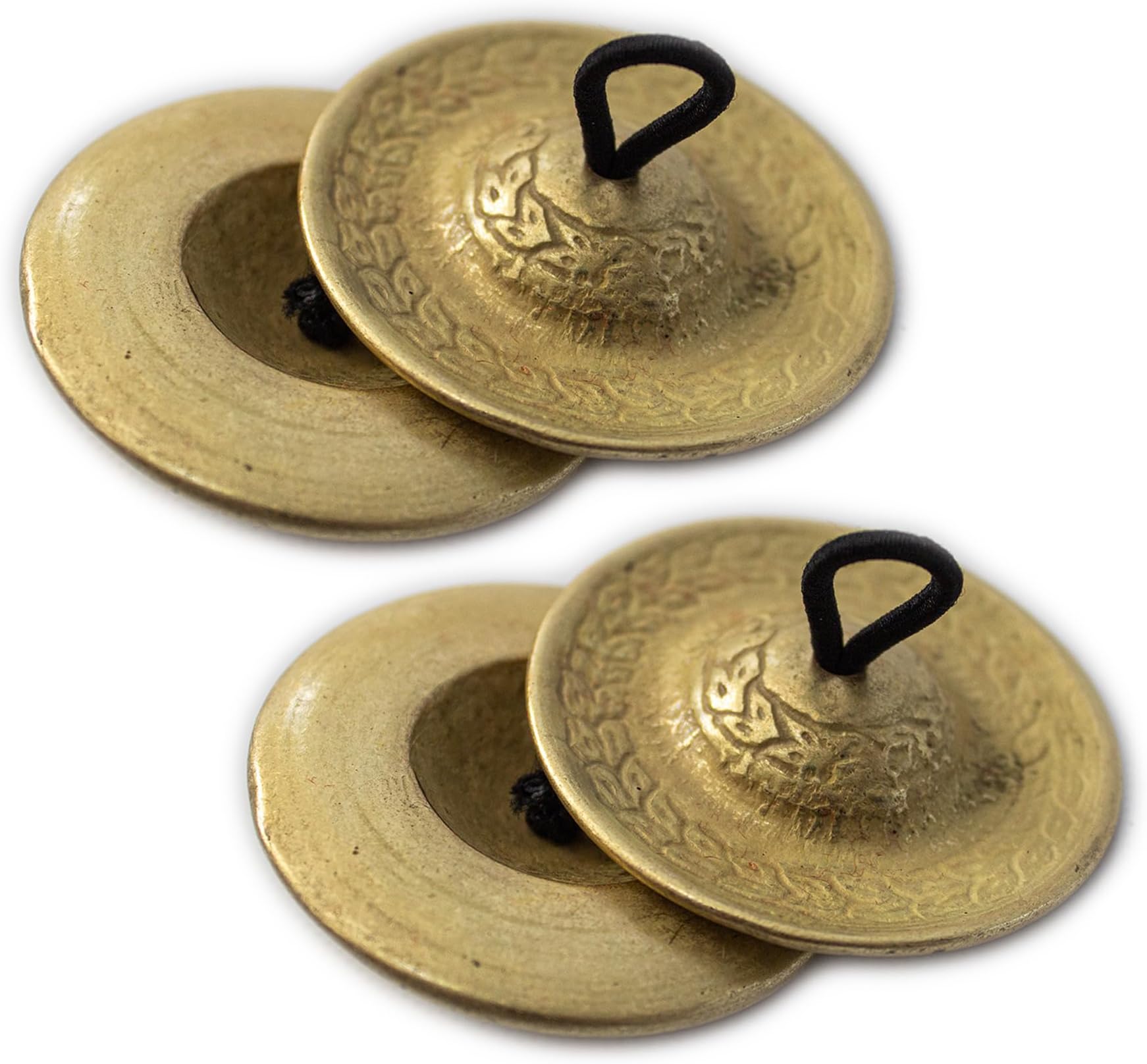 Hand-hammered Heavy stage-quality Brass Finger Cymbals Set of 4 (Variations: 2 1/4" & 3") (2 1/4" (34 gr each))
