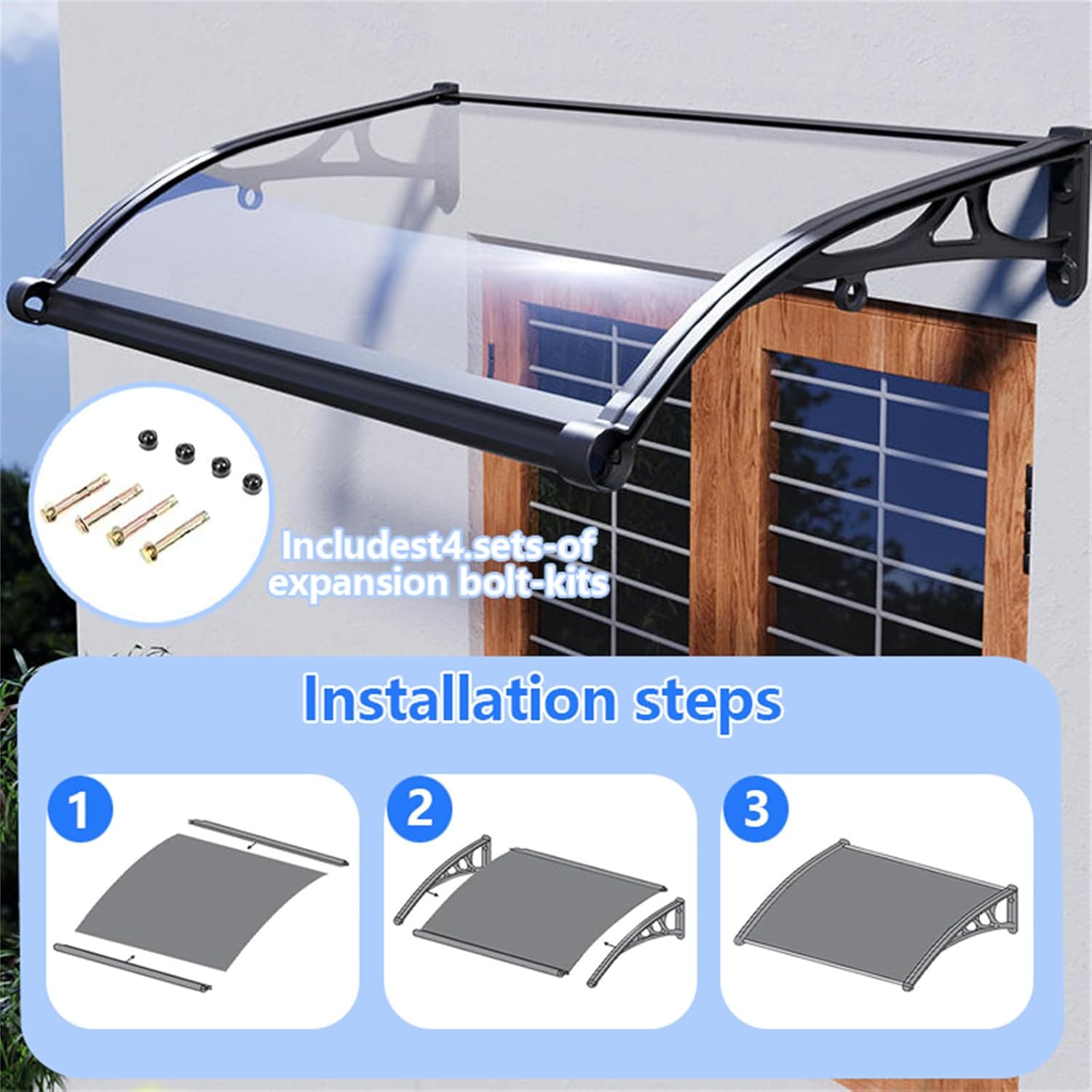 Patio Door Window Canopy Awning for UV Rain Snow Sun Protection