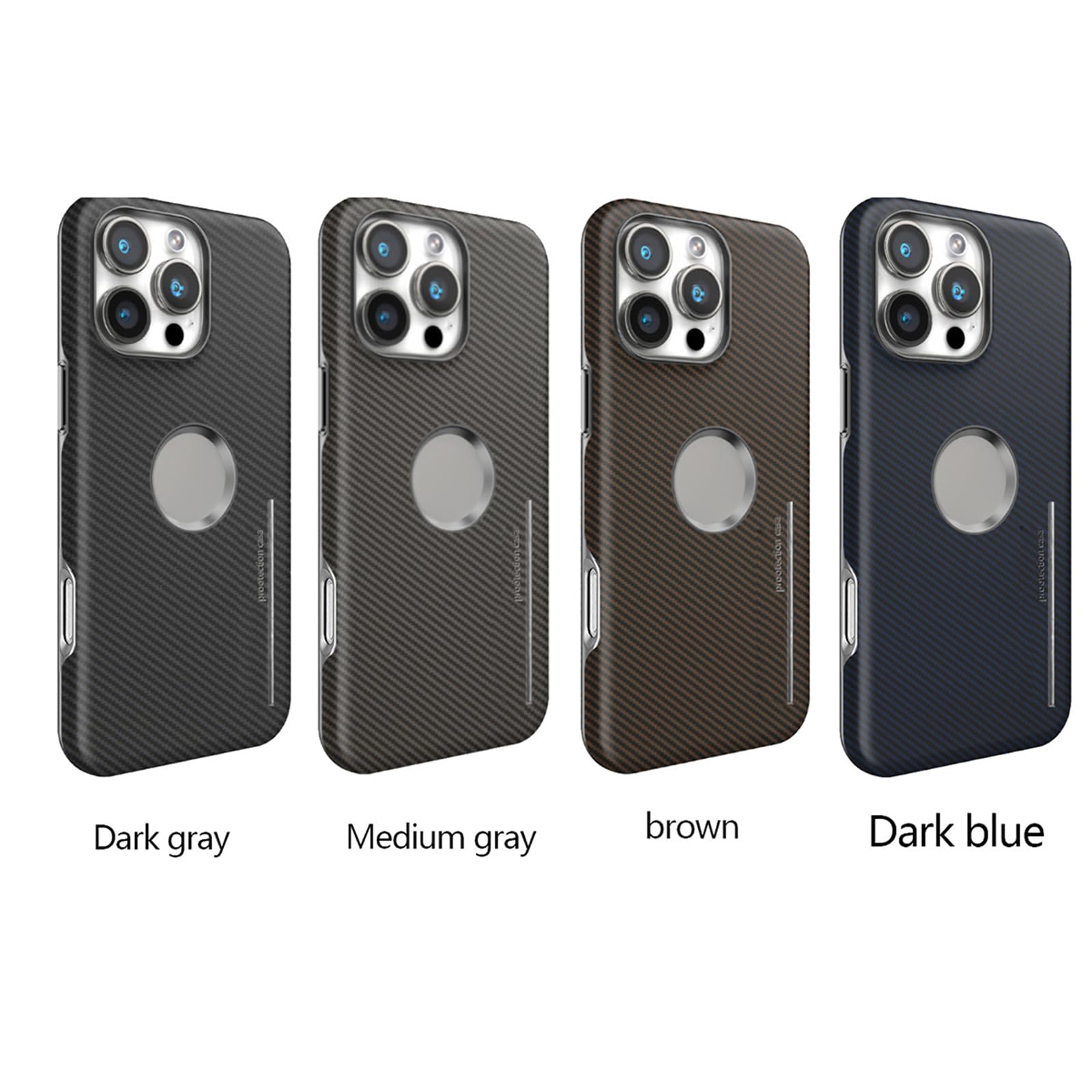Magnetyczne skórzane etui na iPhone'a 16 Pro Max / 16 Pro/16 Plus/16, tekstura włókna węglowego, osłona zapobiegająca odciskom palców, design logo, smukłe, biznesowe etui ochronne, niebieskie