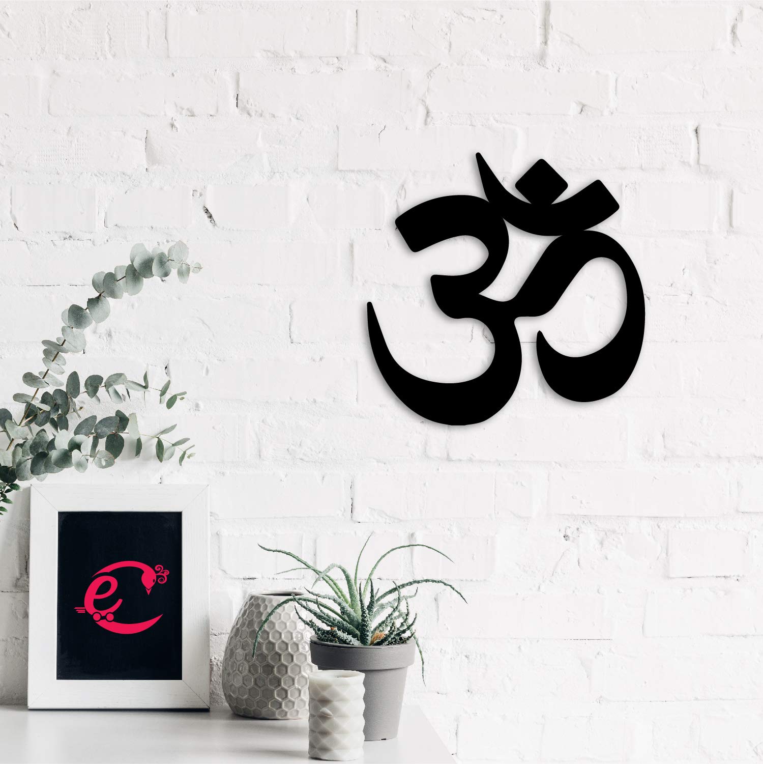 eCraftIndia "Om Black Engineered Wood Cutout Wall Art Decor - Perfect Wall Hanging for Yoga Or Meditation Room - Modern Wall Decoration Item - Gift for Housewarming, Birthday, Anniversary, Diwali