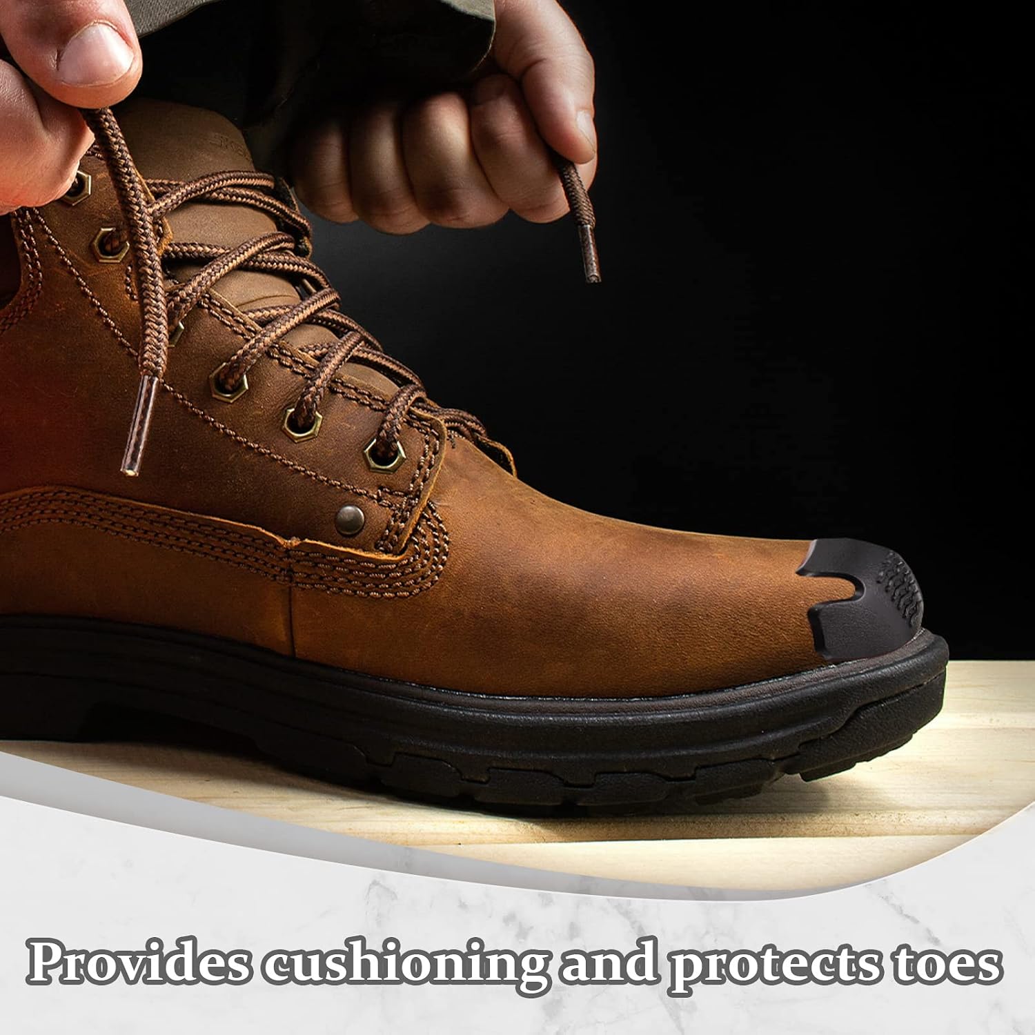 Jadive 6 Pcs Boot Toe Guards Protector Simple Application Protector Toe Covers for Work Boots Shoe Leather Boot Care Accessories with Sandpaper
